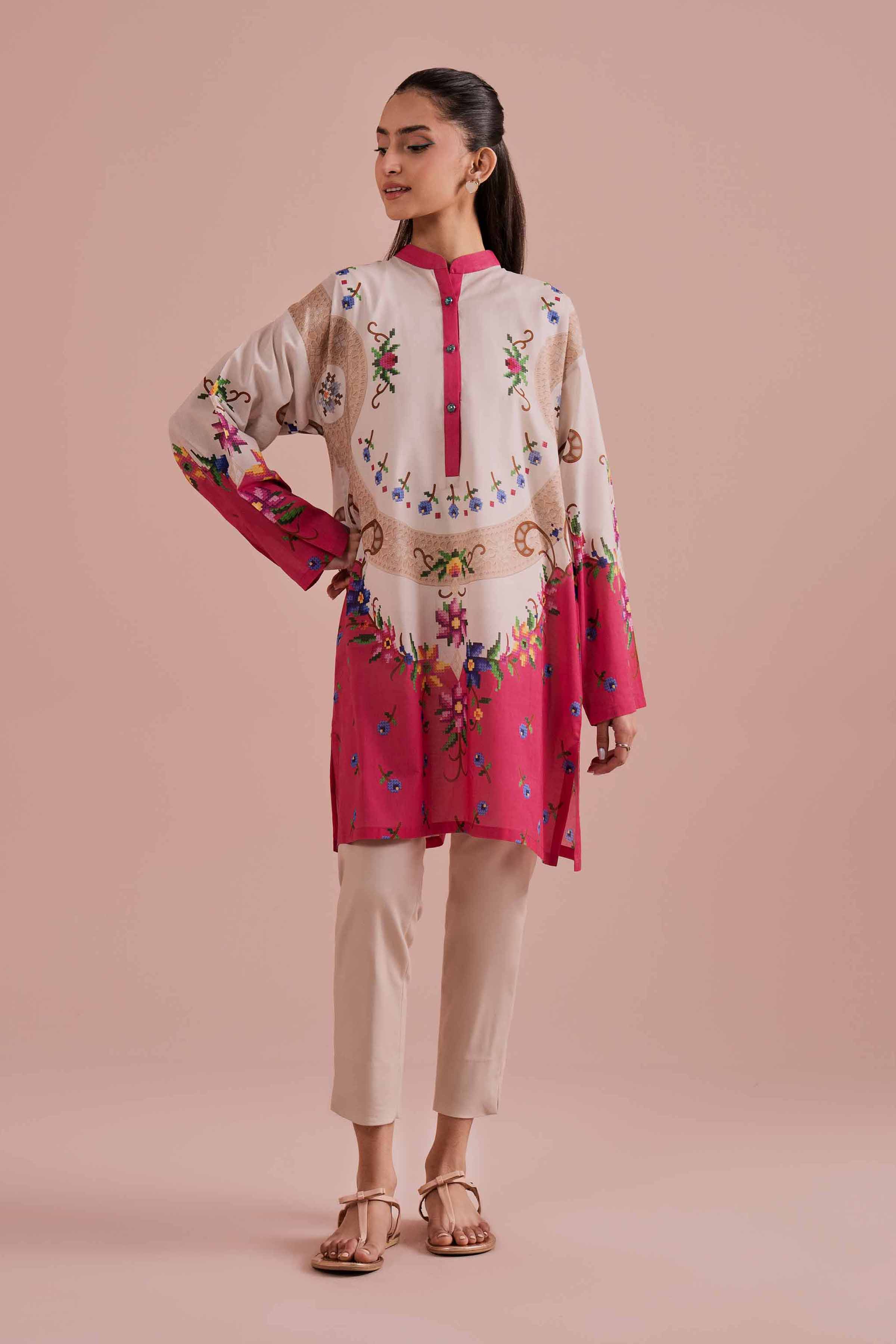 NishatUK - Multi Printed Lawn 1-piece ready to wear Tunic