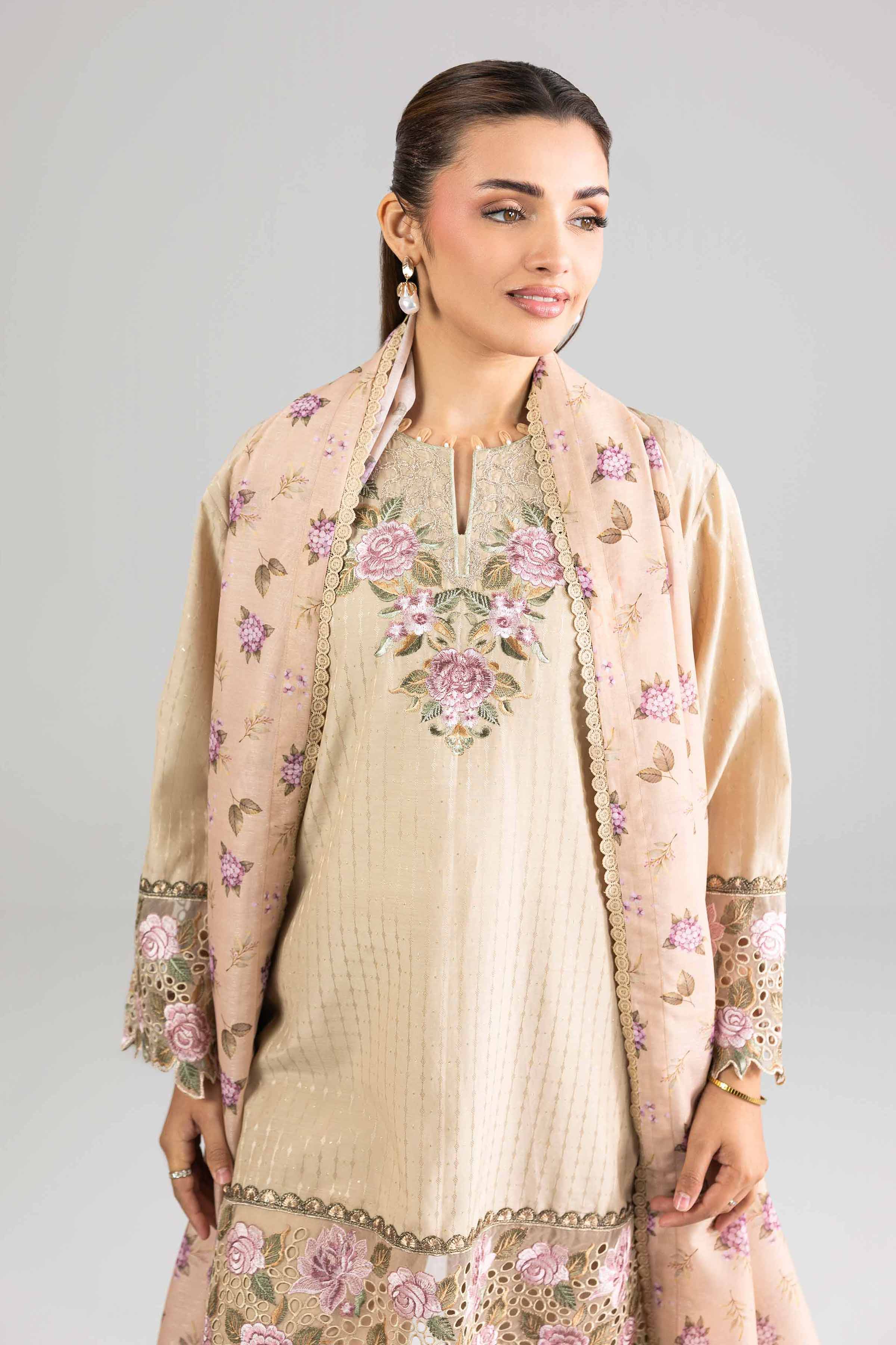 Nishat UK - Brown Embroidered Lurex Dyed 3-piece ready to wear Suit