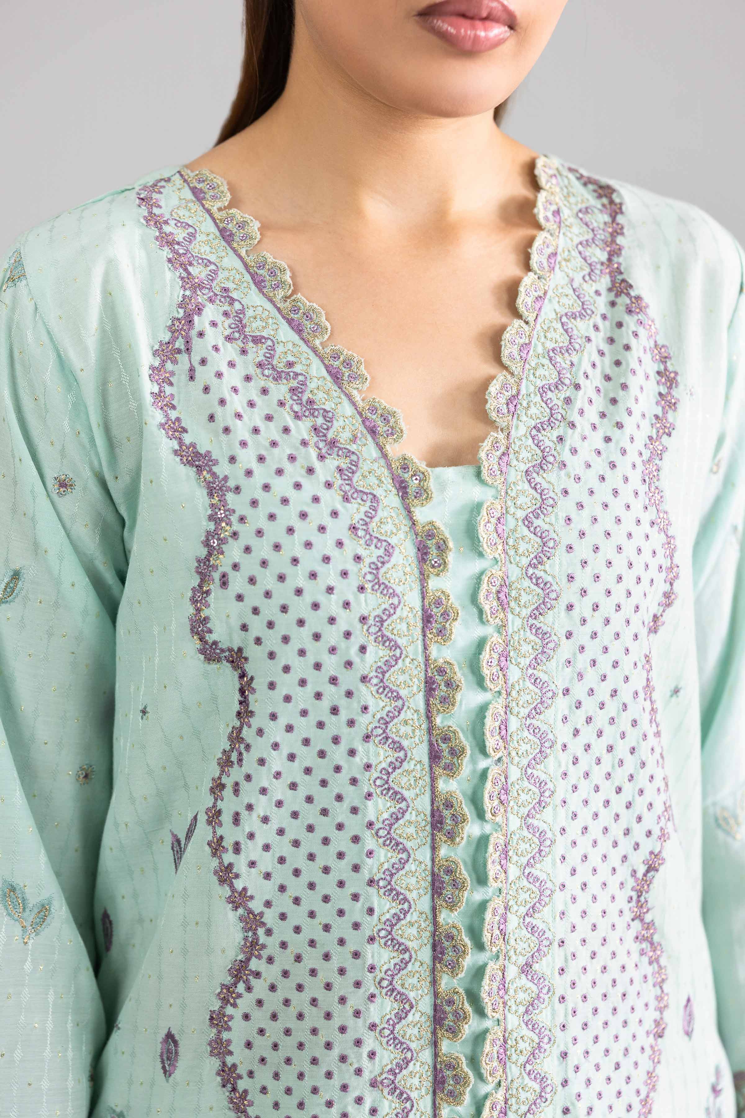 Nishat UK - Blue Embroidered Lurex Dyed 3 Pieces Ready To Wear Suit
