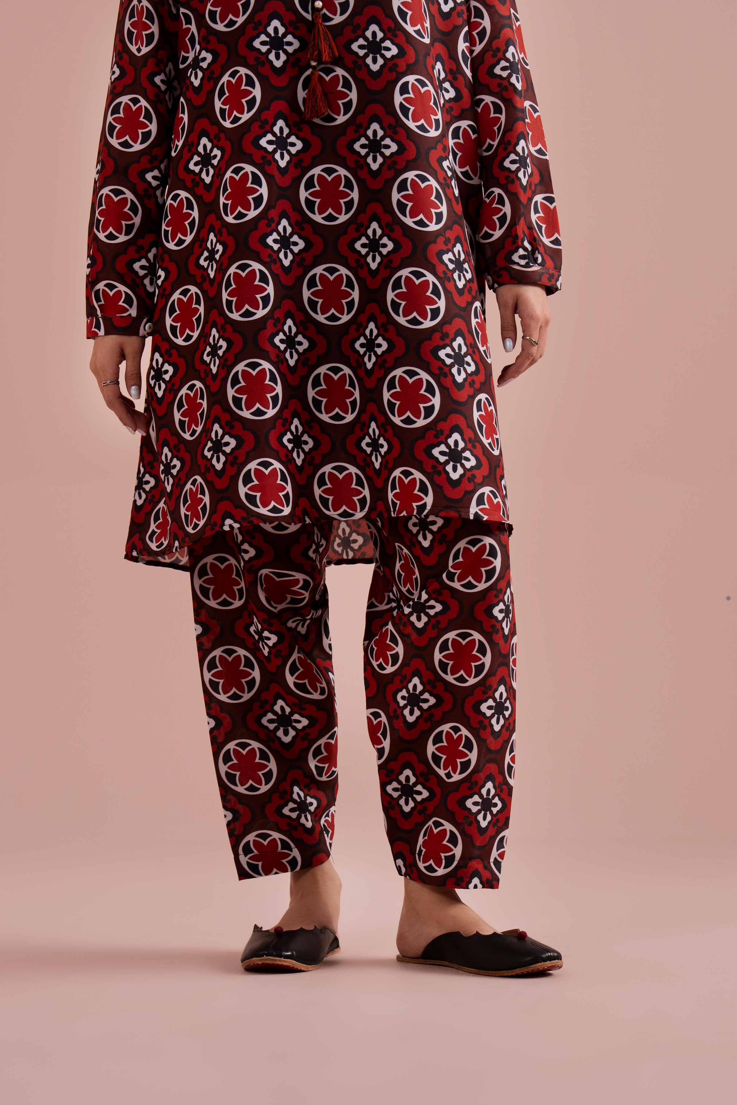 NishatUK - Red Printed Lawn 2-piece ready to wear Dress