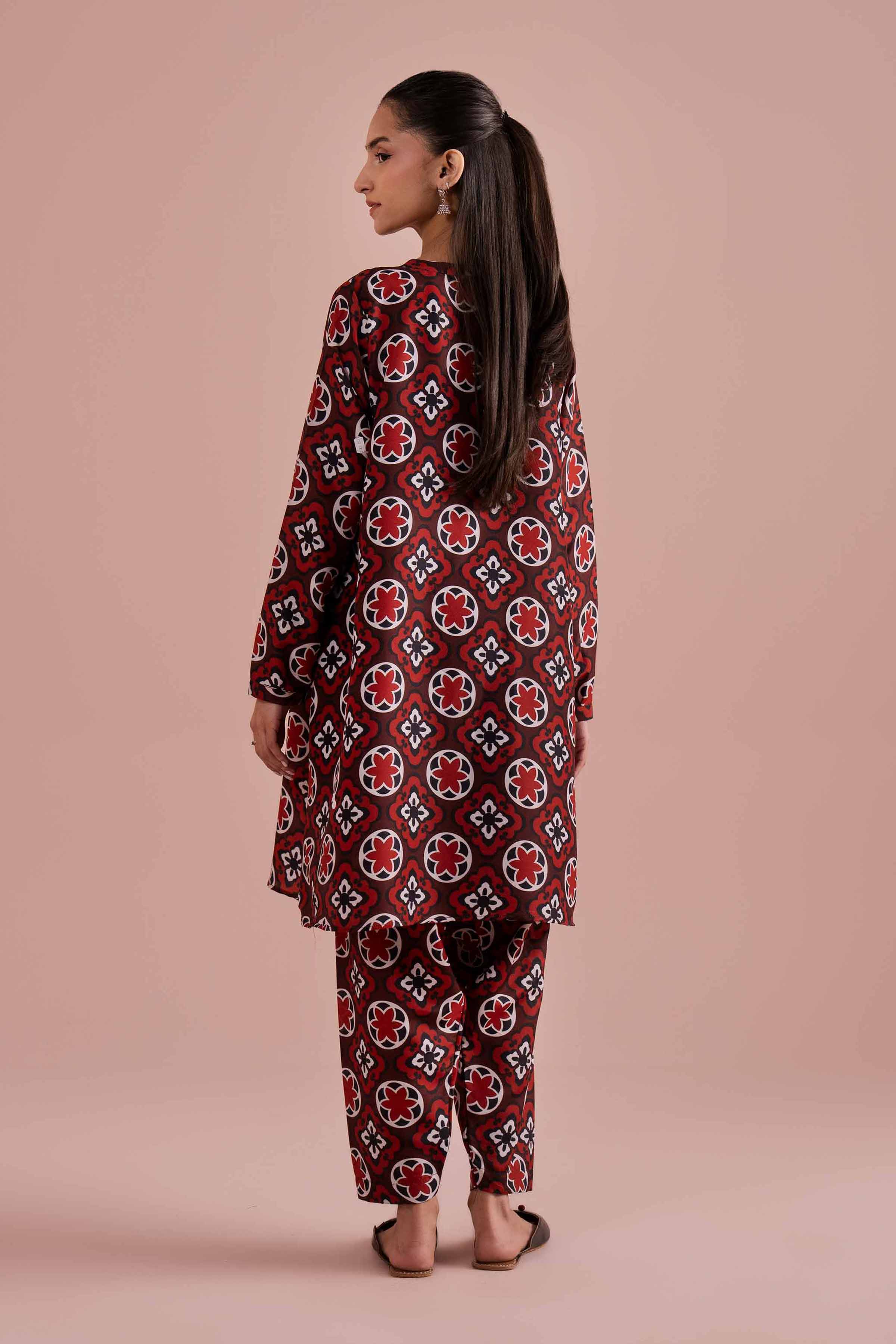 NishatUK - Red Printed Lawn 2-piece ready to wear Dress