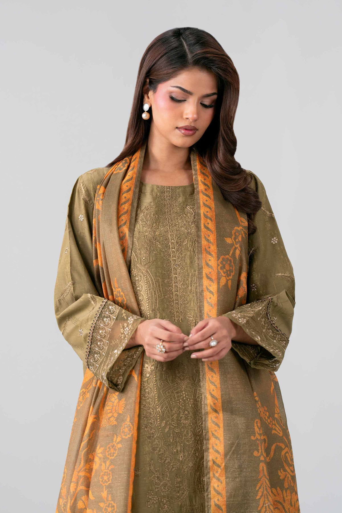 Nishat UK - Green Embroidered Jacquard 3 Piece ready to wear Suit