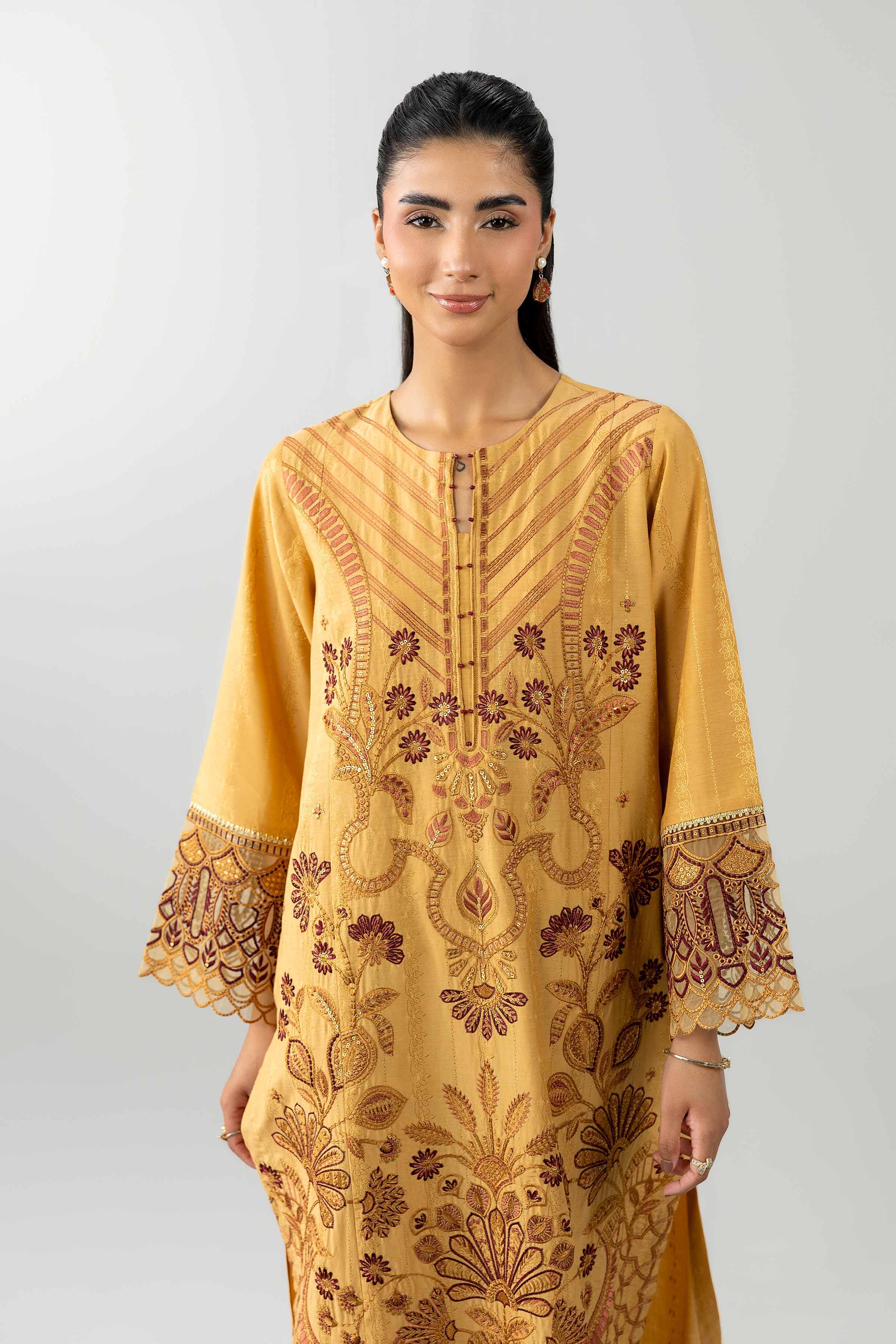 Nishat UK - Beige Embroidered Jacquard 3 Piece ready to wear Suit