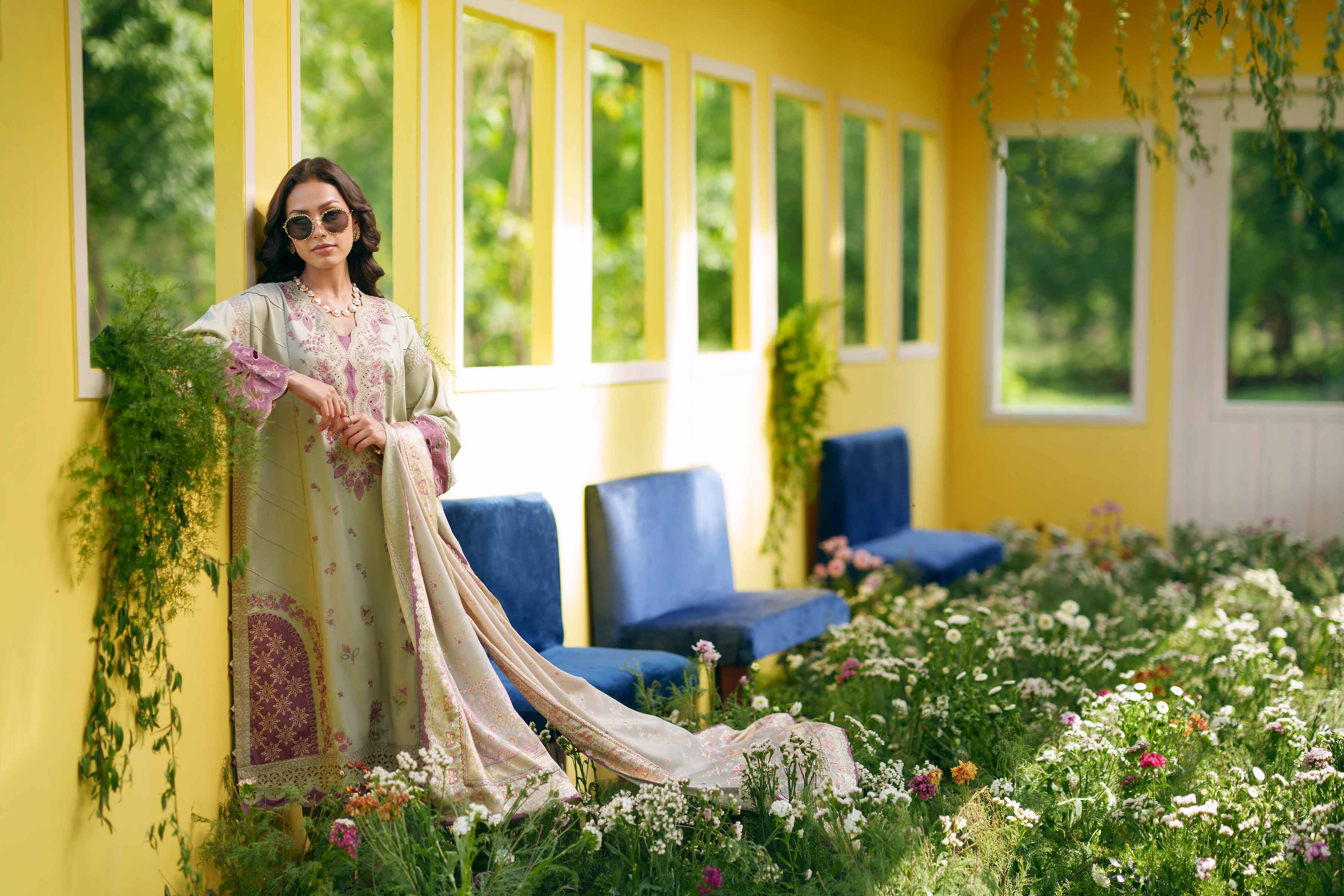 Nishat UK - Green Embroidered Cotton 3 Pieces Ready To Wear Suit