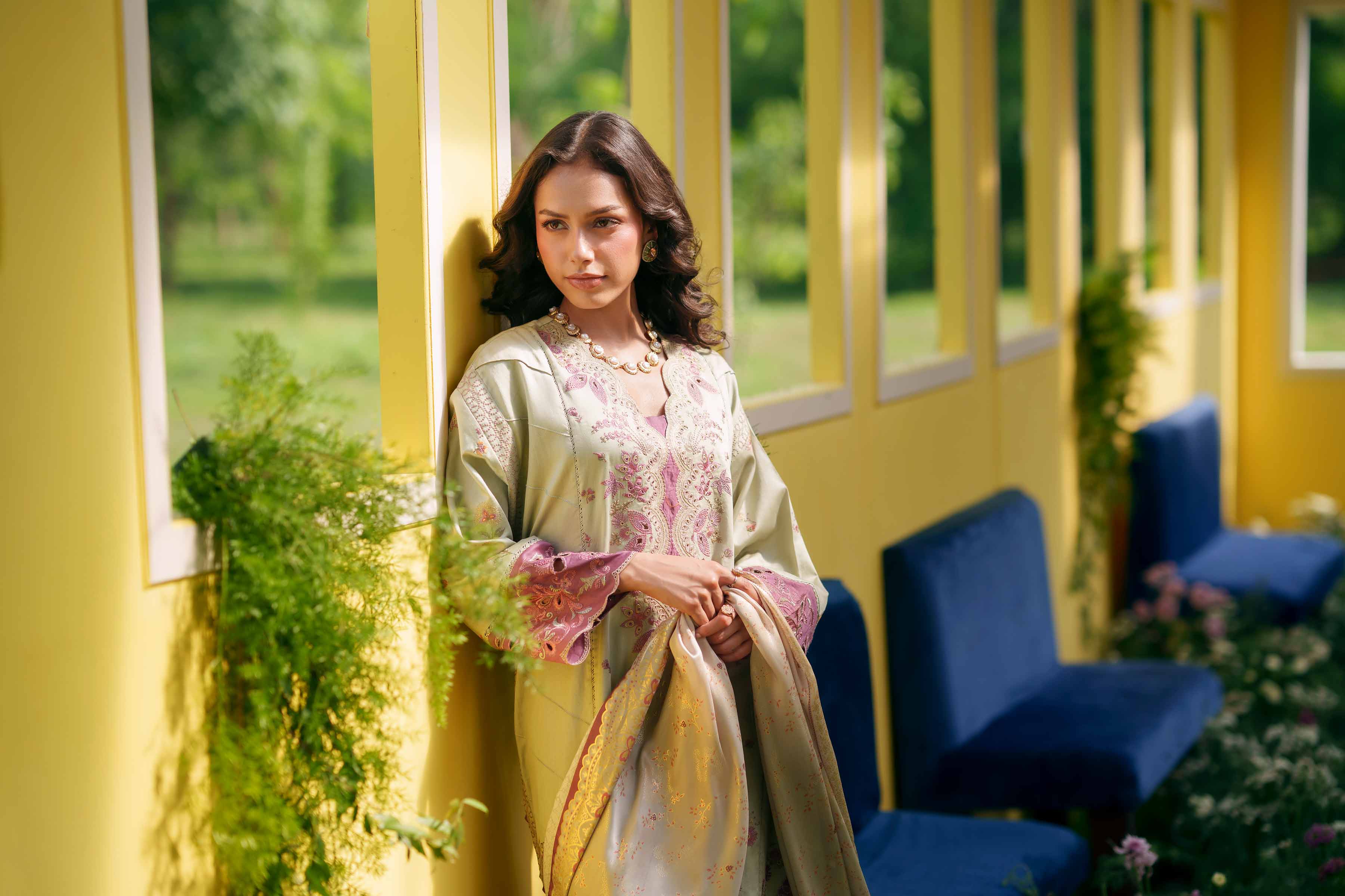Nishat UK - Green Embroidered Cotton 3 Pieces Ready To Wear Suit