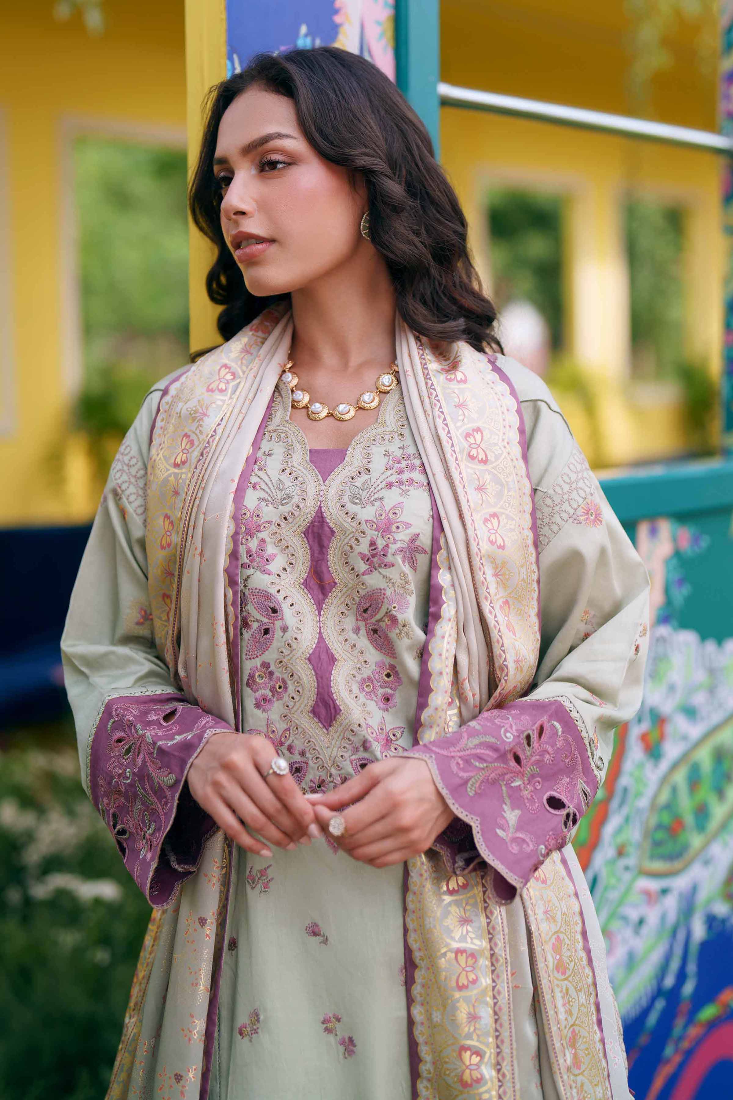 Nishat UK - Green Embroidered Cotton 3 Pieces Ready To Wear Suit
