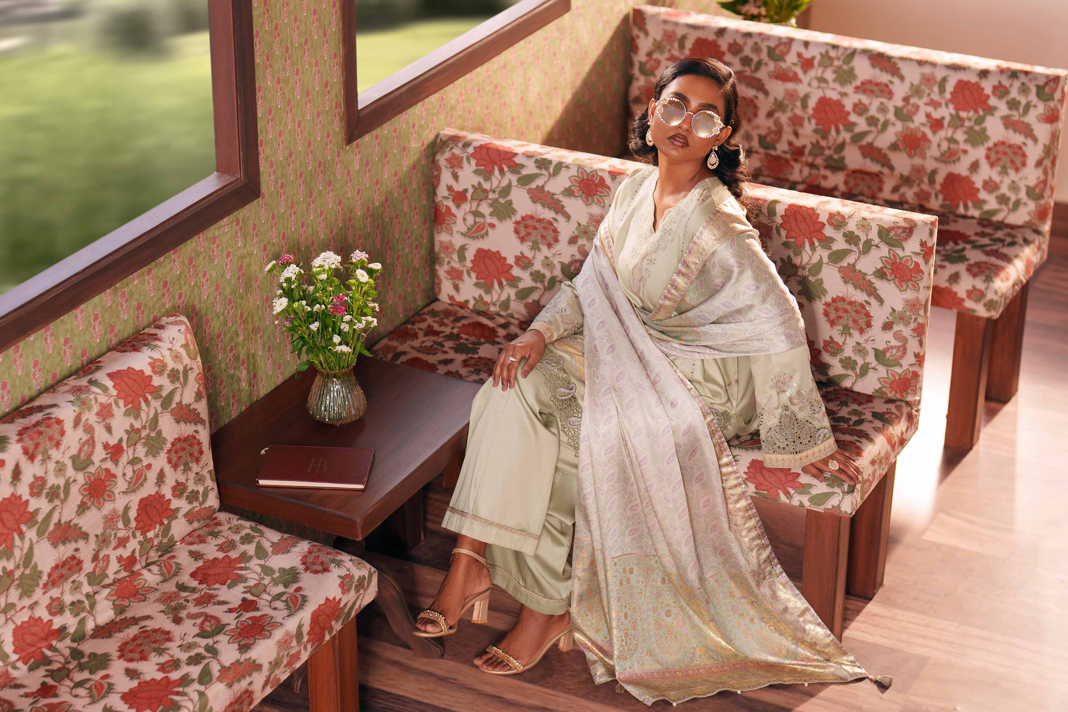 Nishat UK - Green Embroidered Cotton 3 Pieces Ready To Wear Suit