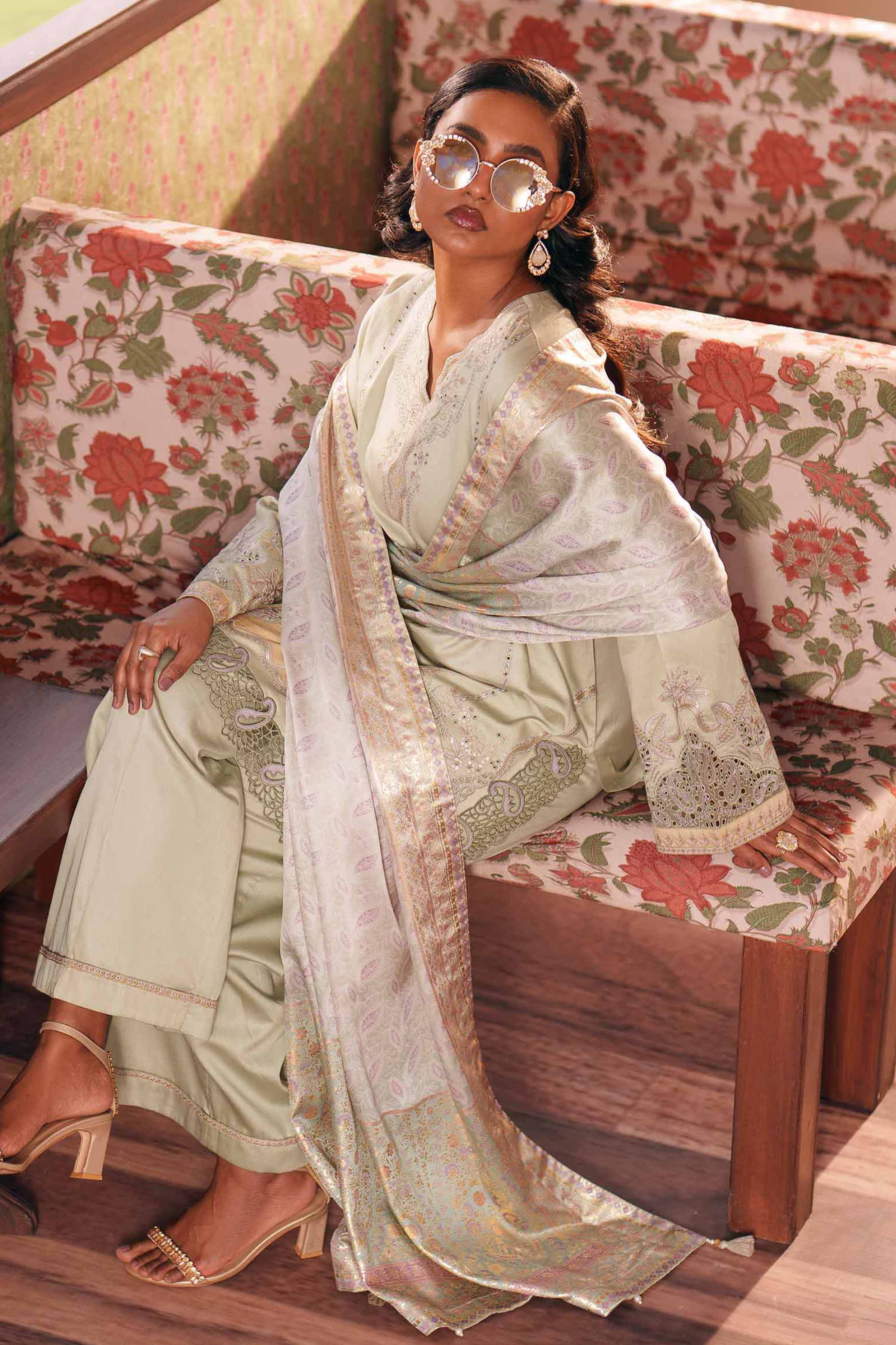 Nishat UK - Green Embroidered Cotton 3 Pieces Ready To Wear Suit
