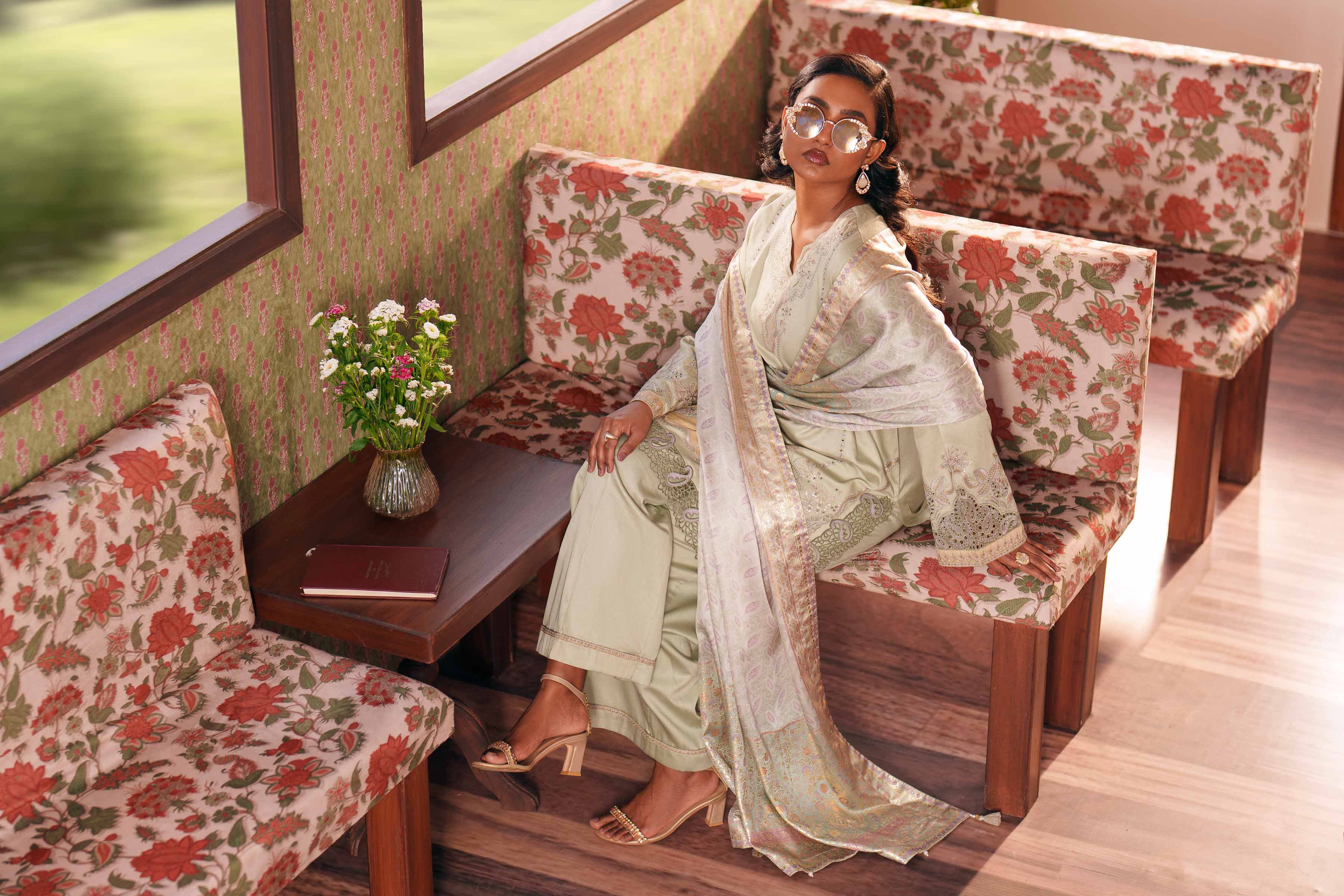Nishat UK - Green Embroidered Cotton 3 Pieces Ready To Wear Suit
