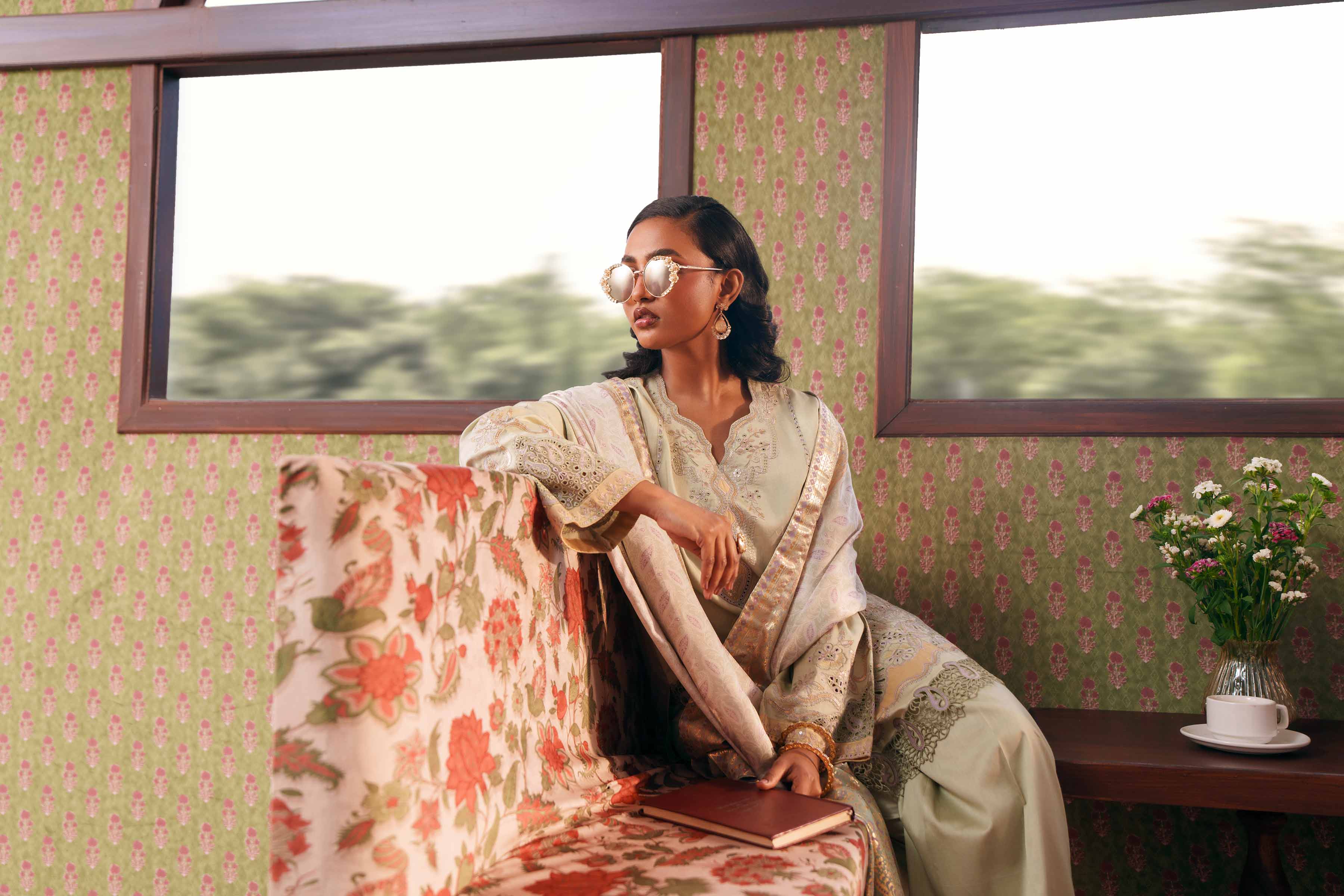 Nishat UK - Green Embroidered Cotton 3 Pieces Ready To Wear Suit