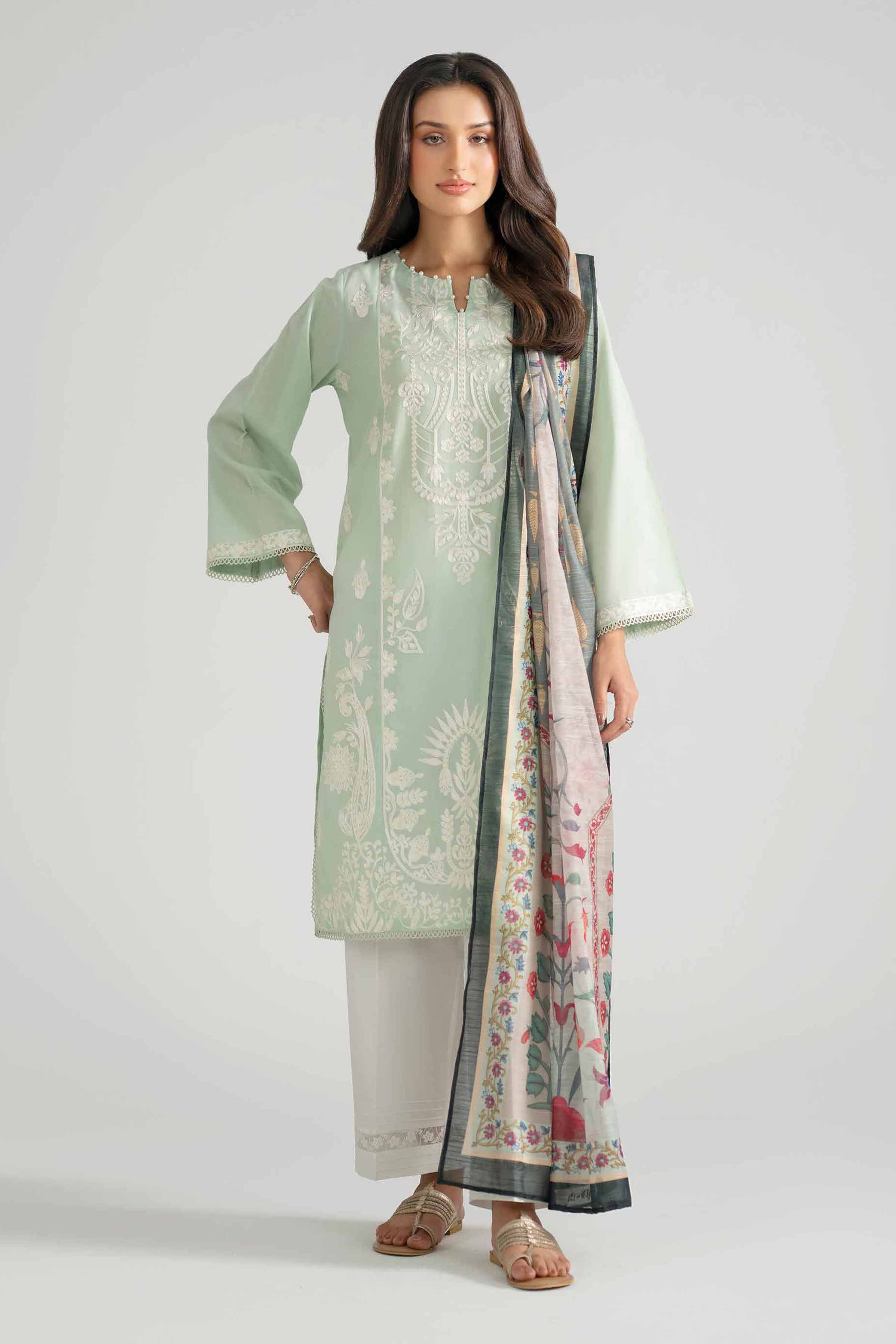 Nishat UK - Green Embroidered Jacquard 2-piece ready to wear Dress