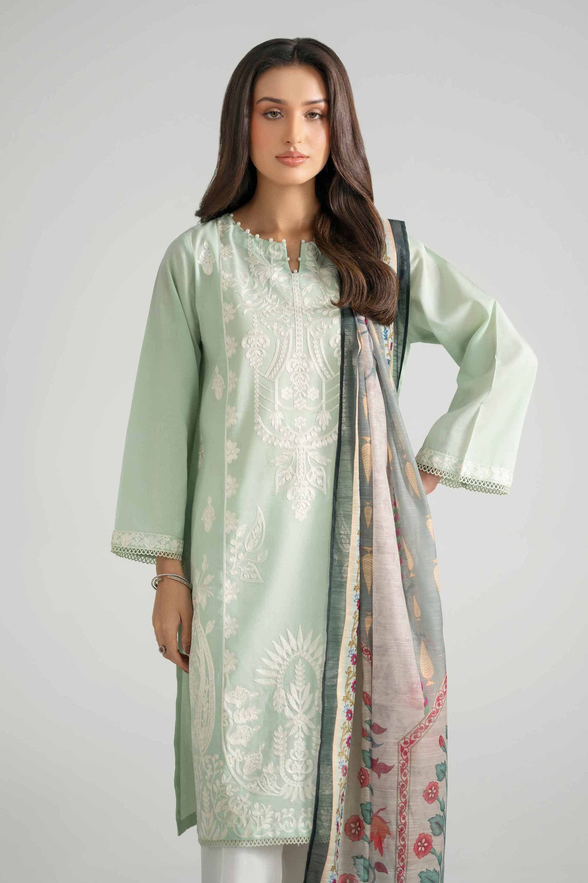 Nishat UK - Green Embroidered Jacquard 2-piece ready to wear Dress