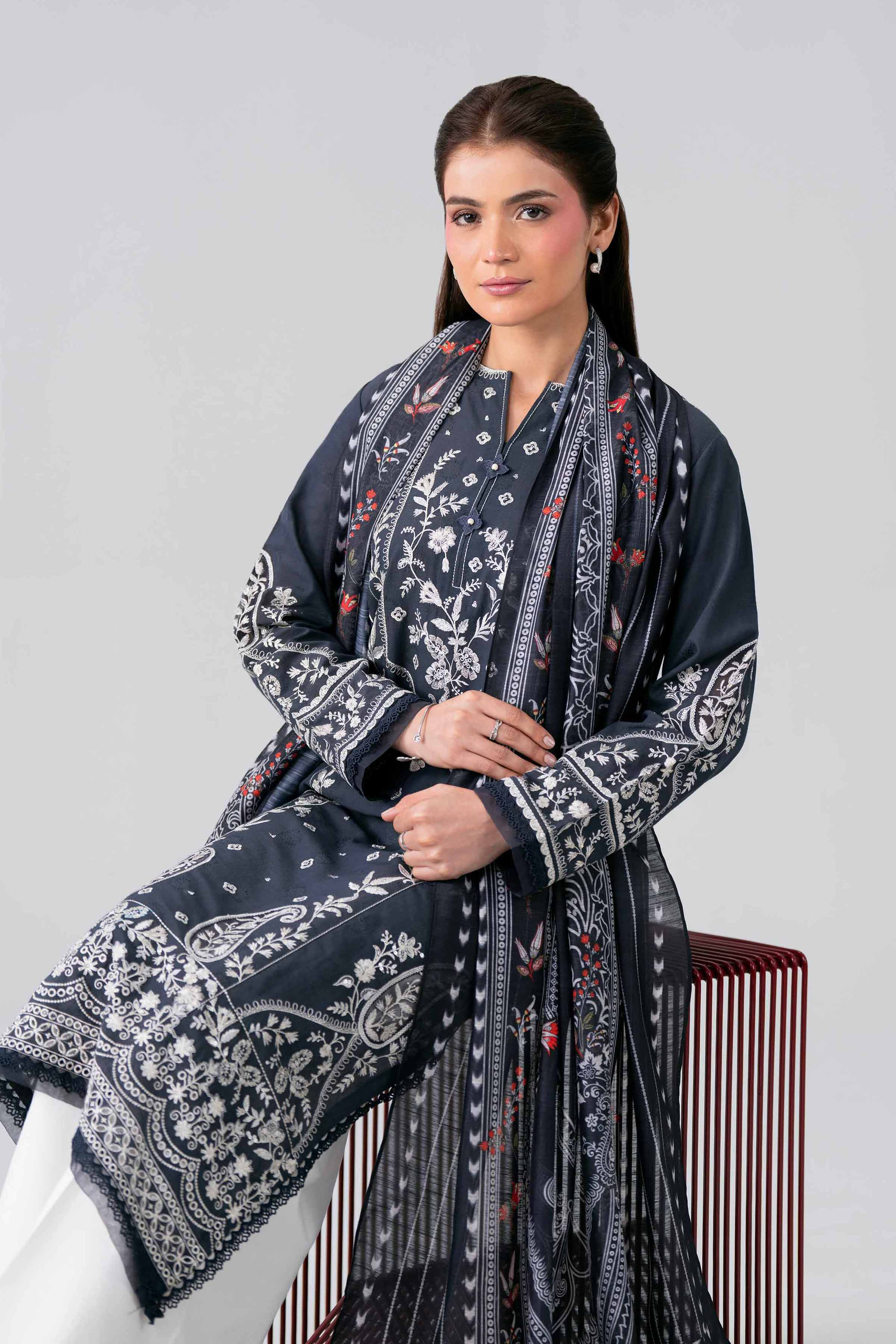 Nishat UK - Black Embroidered Jacquard 2 Pieces ready to wear Dress