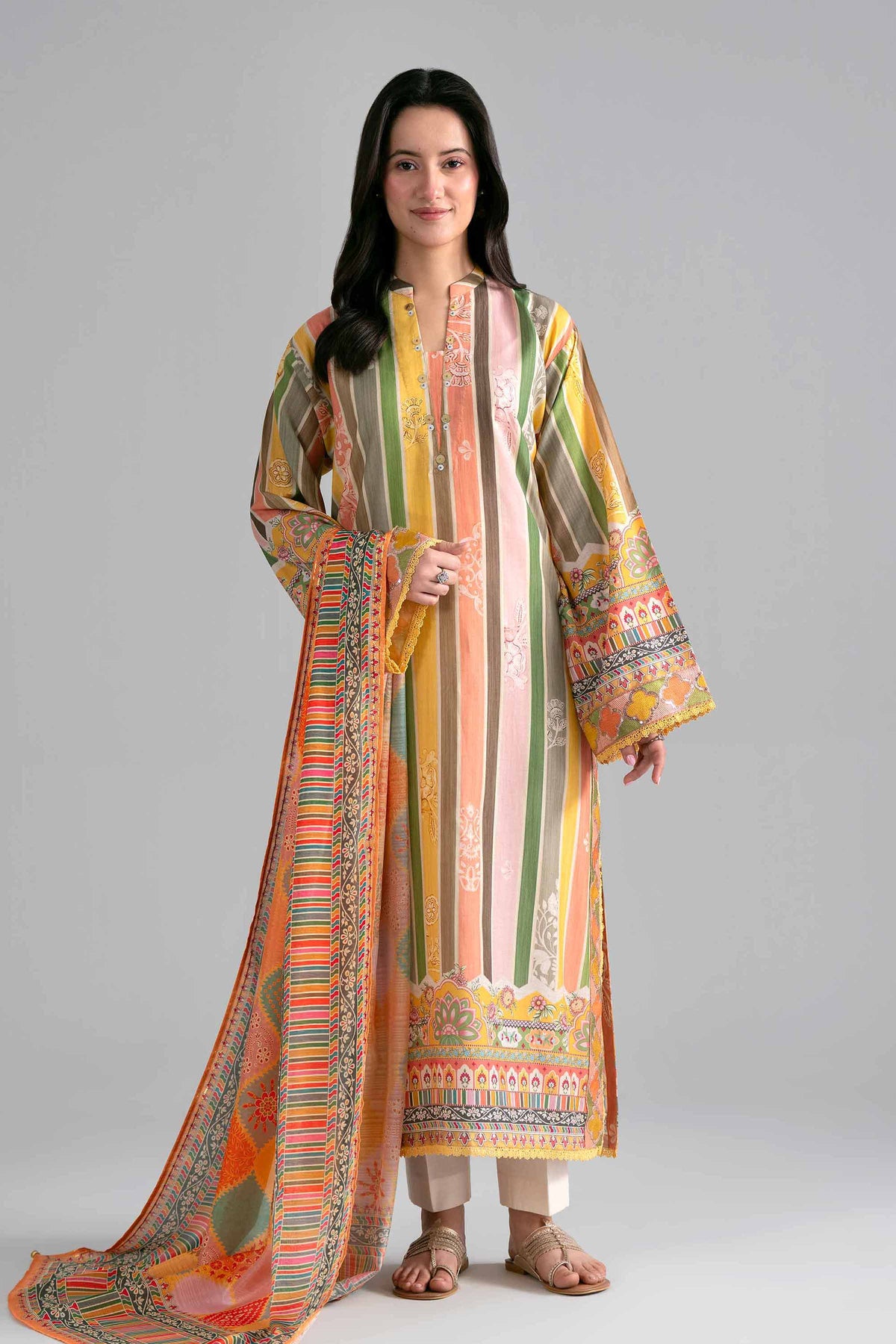 Nishat UK - Multi Printed Fine Texture Base 2-piece ready to wear Dress