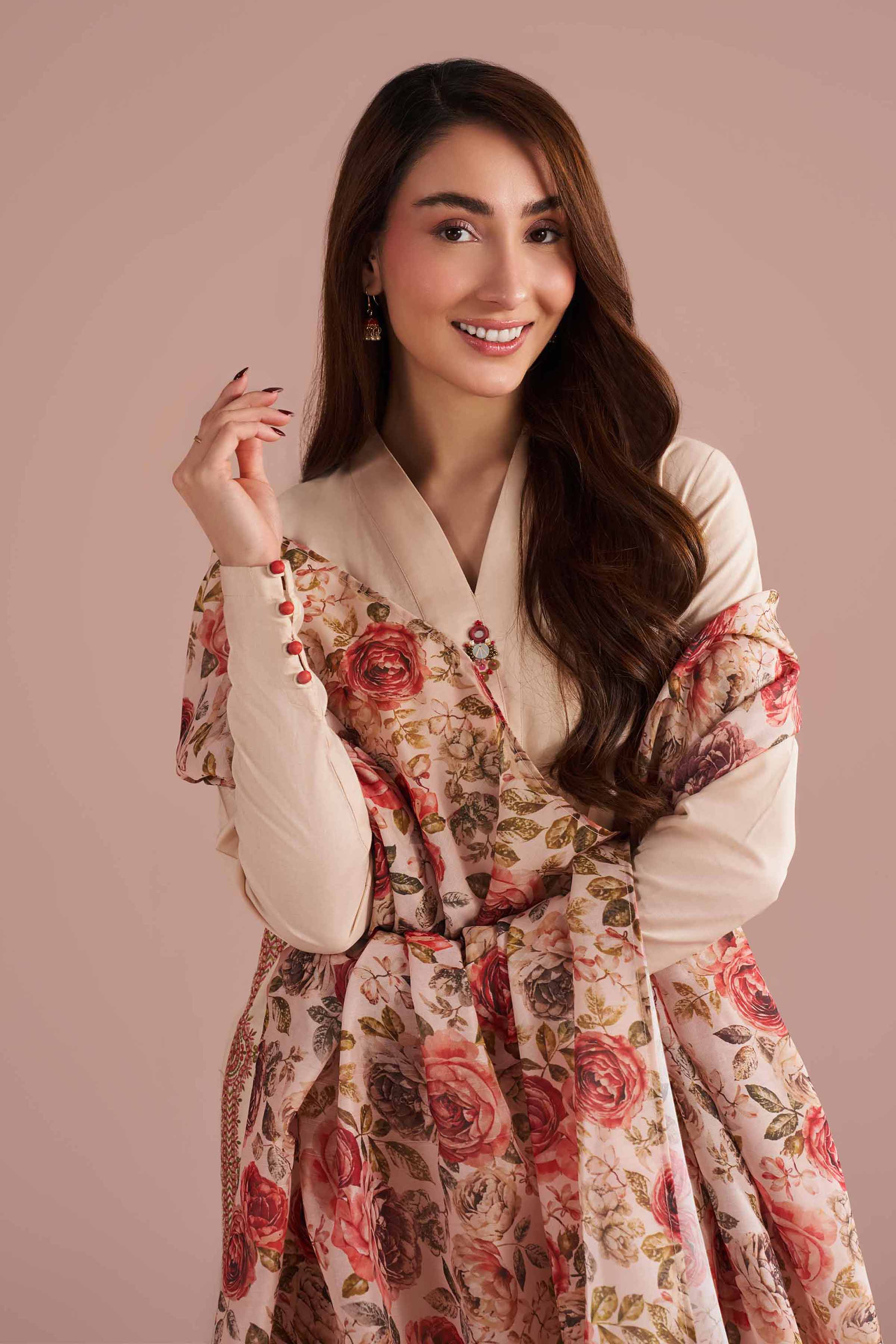 NishatUK - Beige Embroidered Cambric 2-piece ready to wear Dress