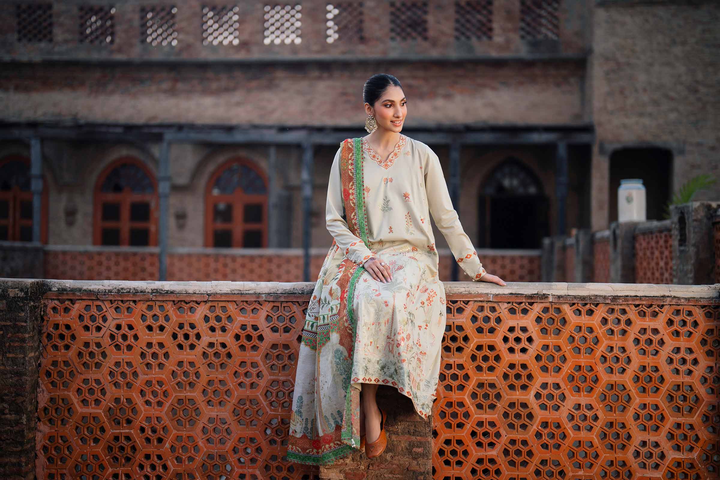 NishatUK - Green Embroidered Cambric 3-piece ready to wear Suit