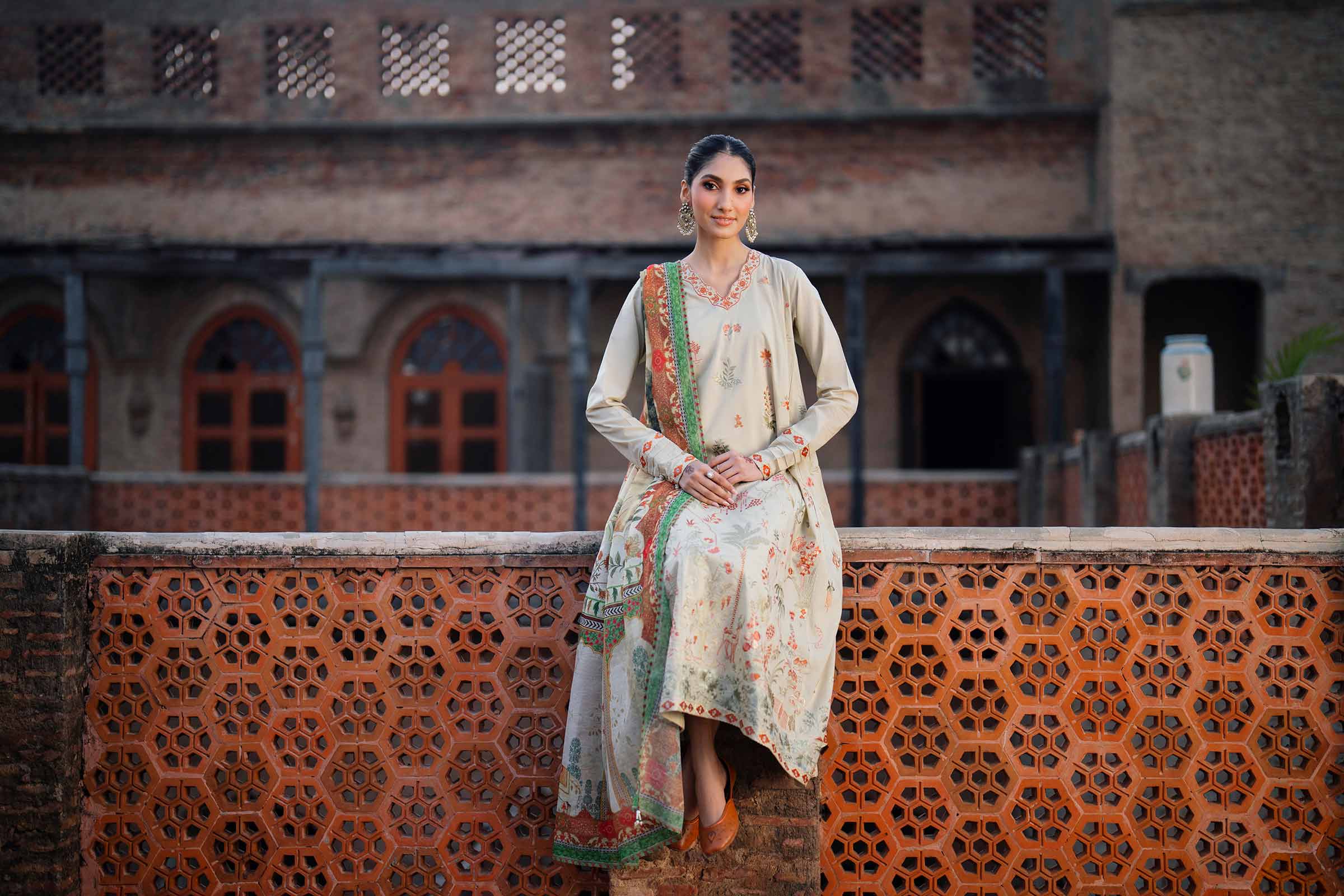 NishatUK - Green Embroidered Cambric 3-piece ready to wear Suit