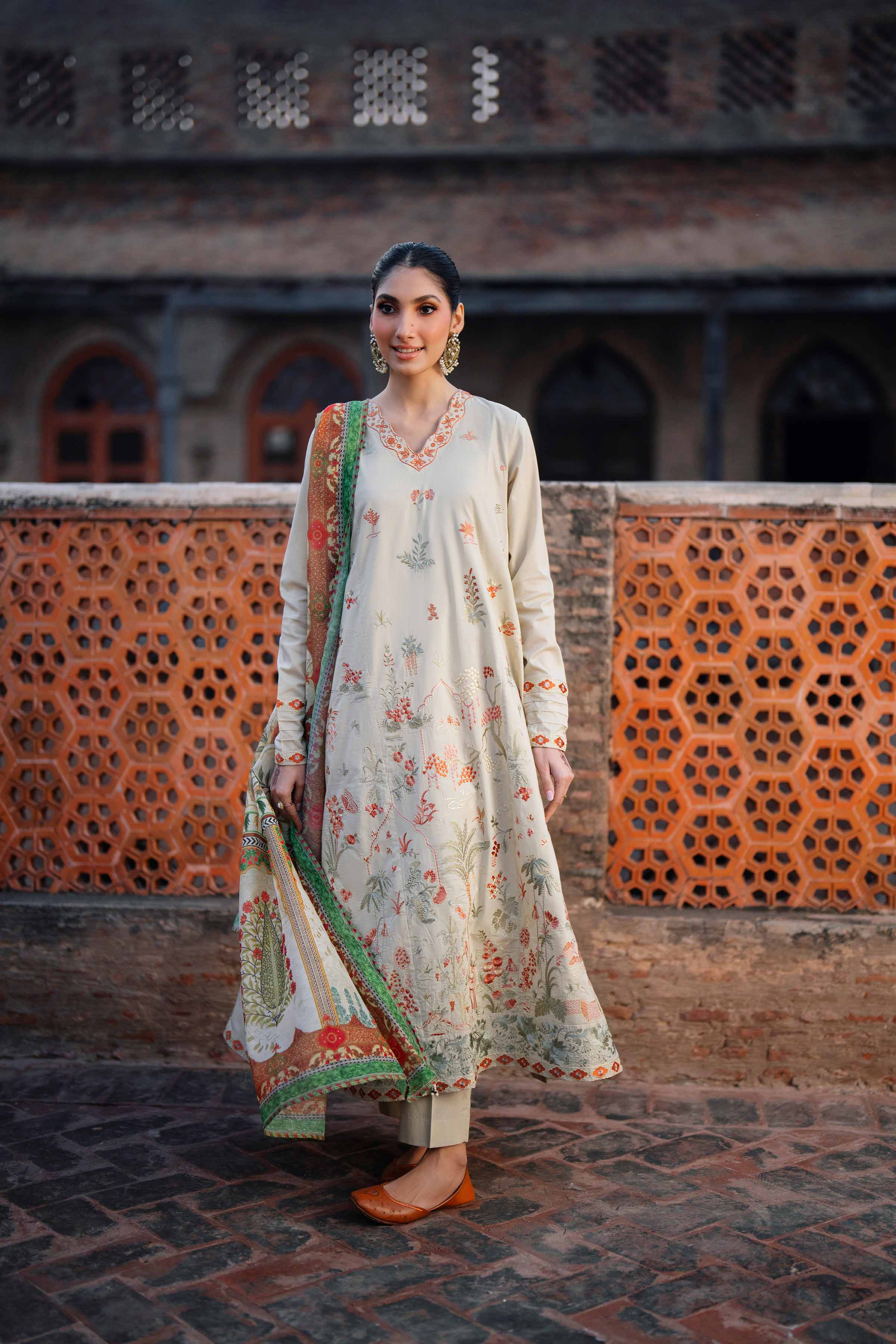 NishatUK - Green Embroidered Cambric 3-piece ready to wear Suit