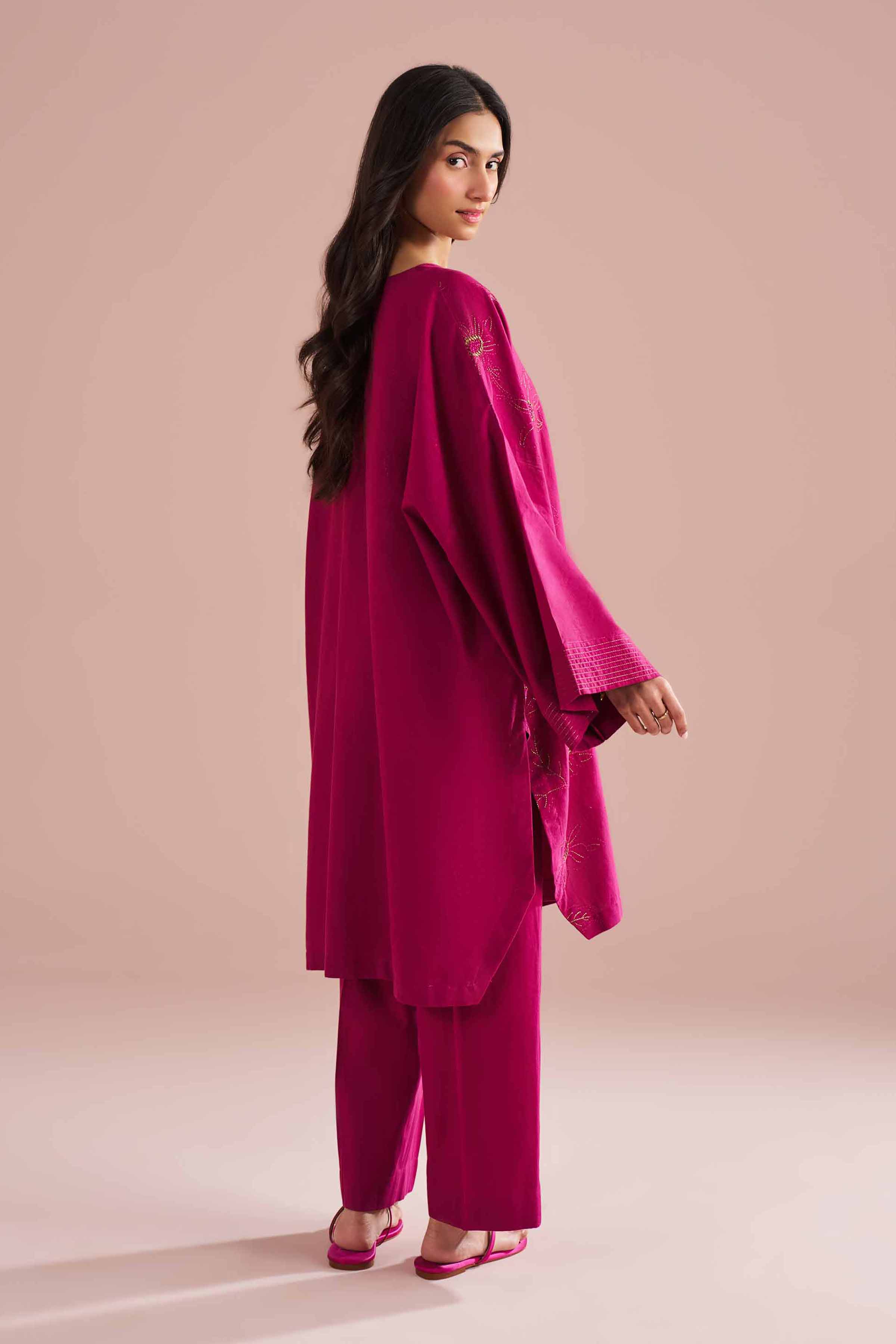 NishatUK - Purple Embroidered Linen 2-piece ready to wear Dress