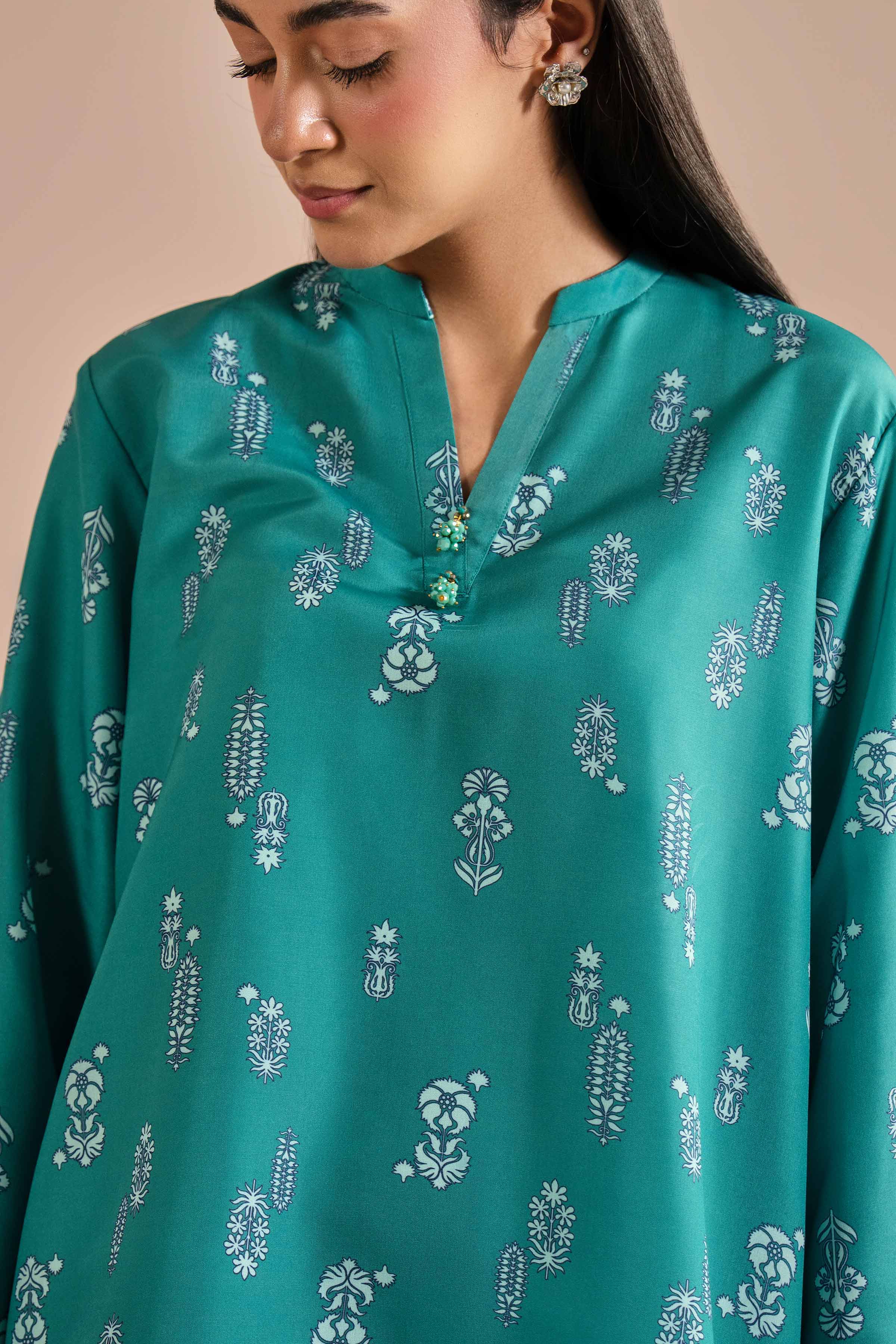 NishatUK - Green Printed Lawn 2-piece ready to wear Dress