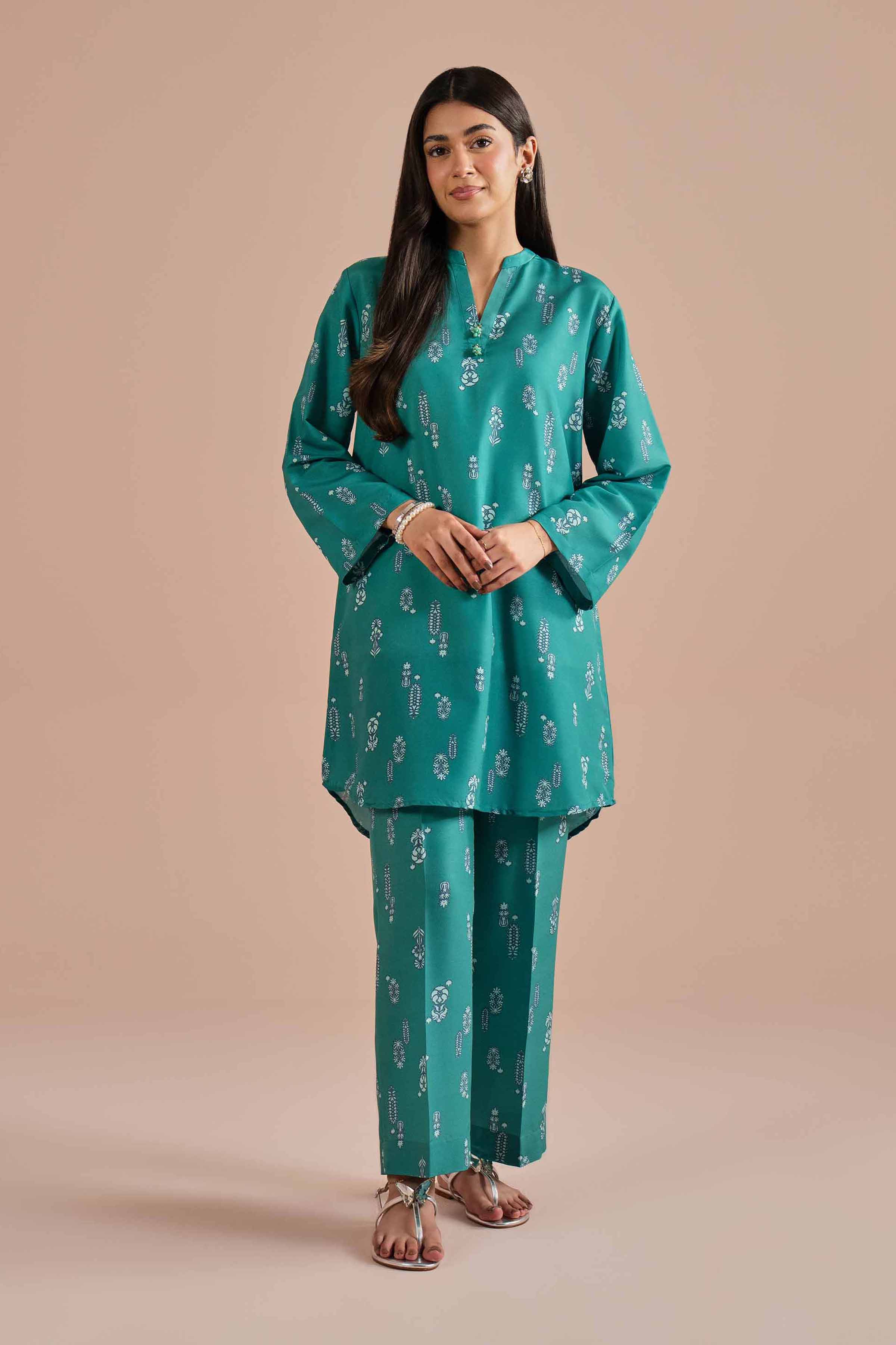 NishatUK - Green Printed Lawn 2-piece ready to wear Dress