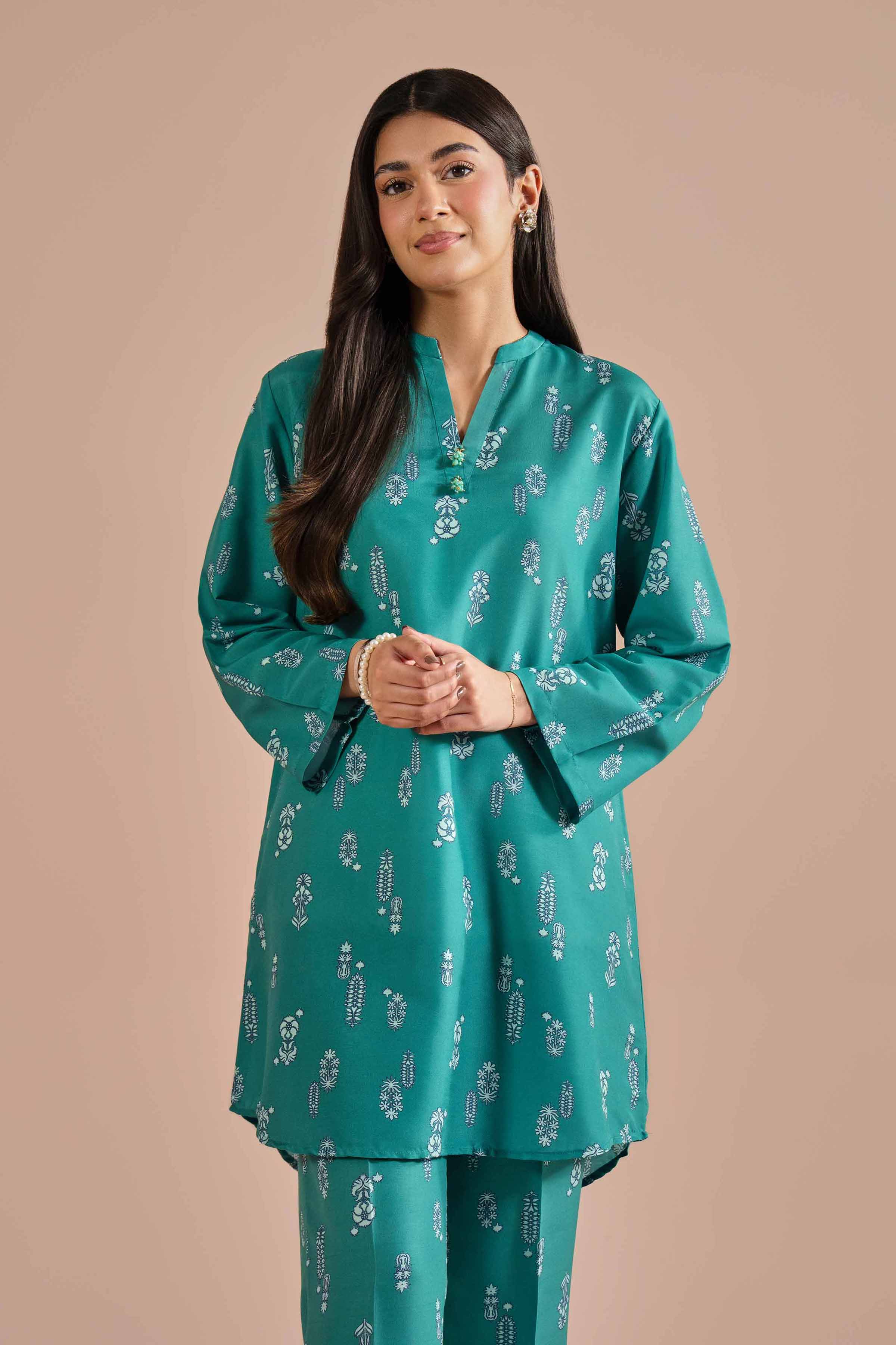 NishatUK - Green Printed Lawn 2-piece ready to wear Dress