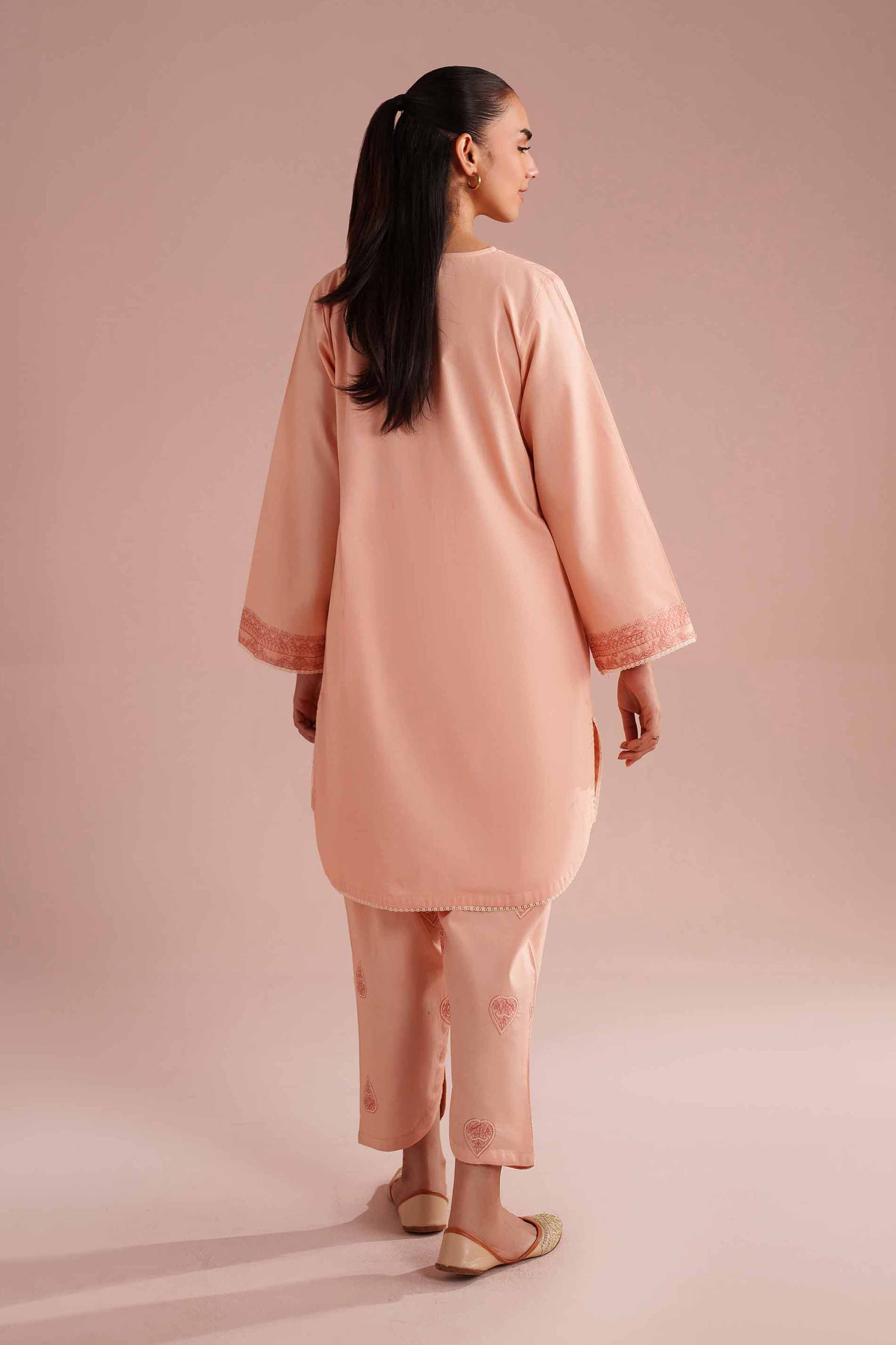 NishatUK - Orange Embroidered Linen 2-piece ready to wear Dress