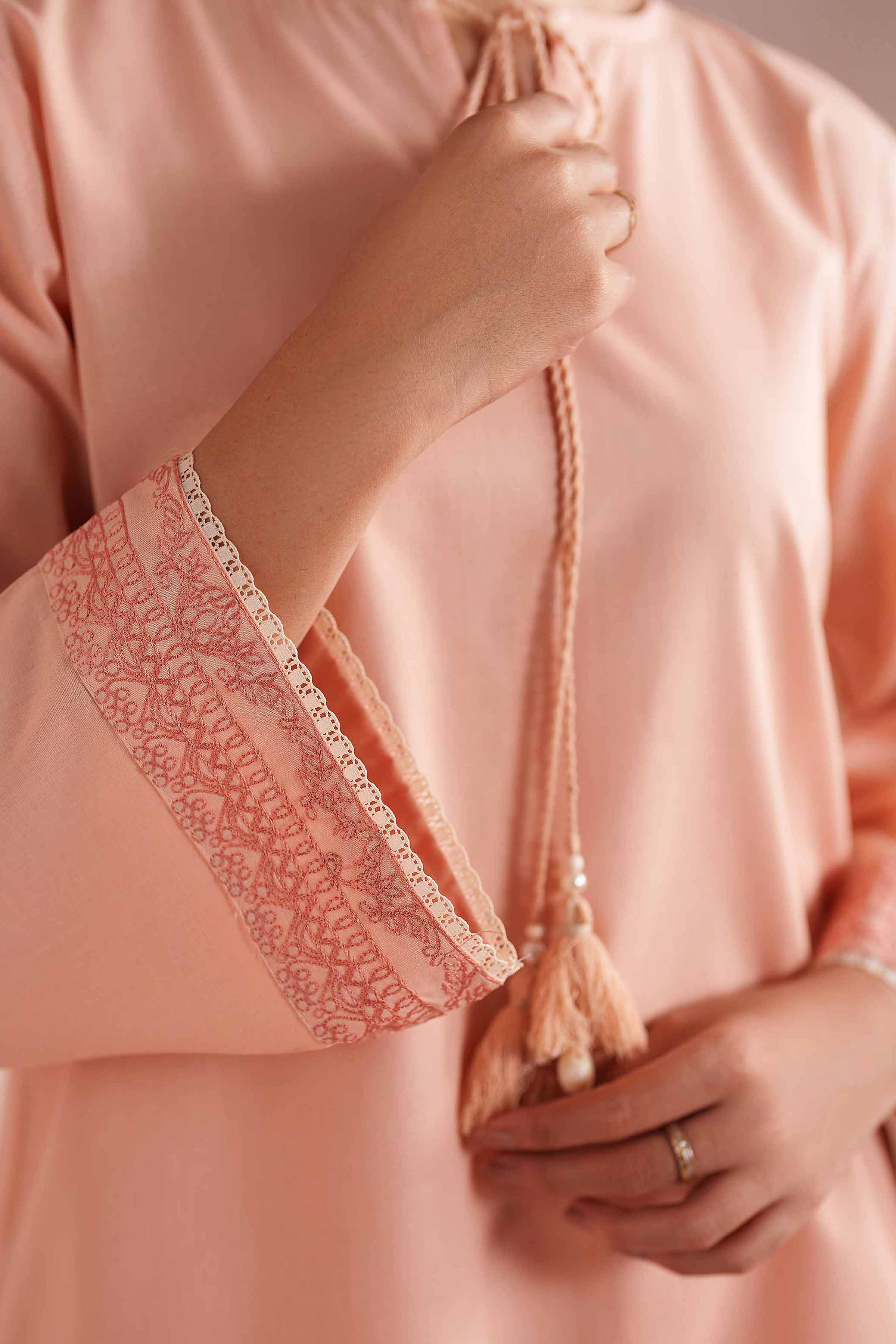 NishatUK - Orange Embroidered Linen 2-piece ready to wear Dress