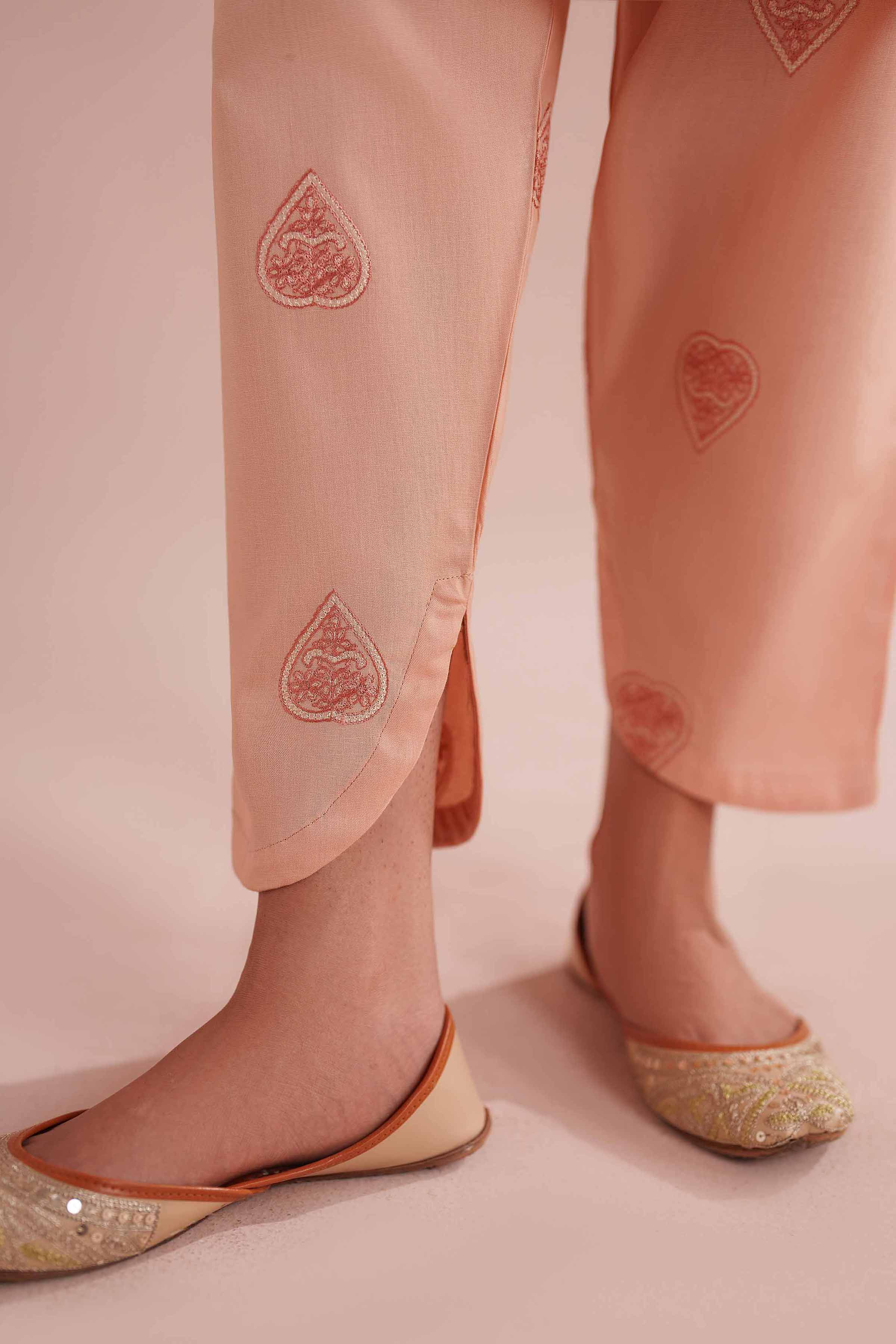 NishatUK - Orange Embroidered Linen 2-piece ready to wear Dress