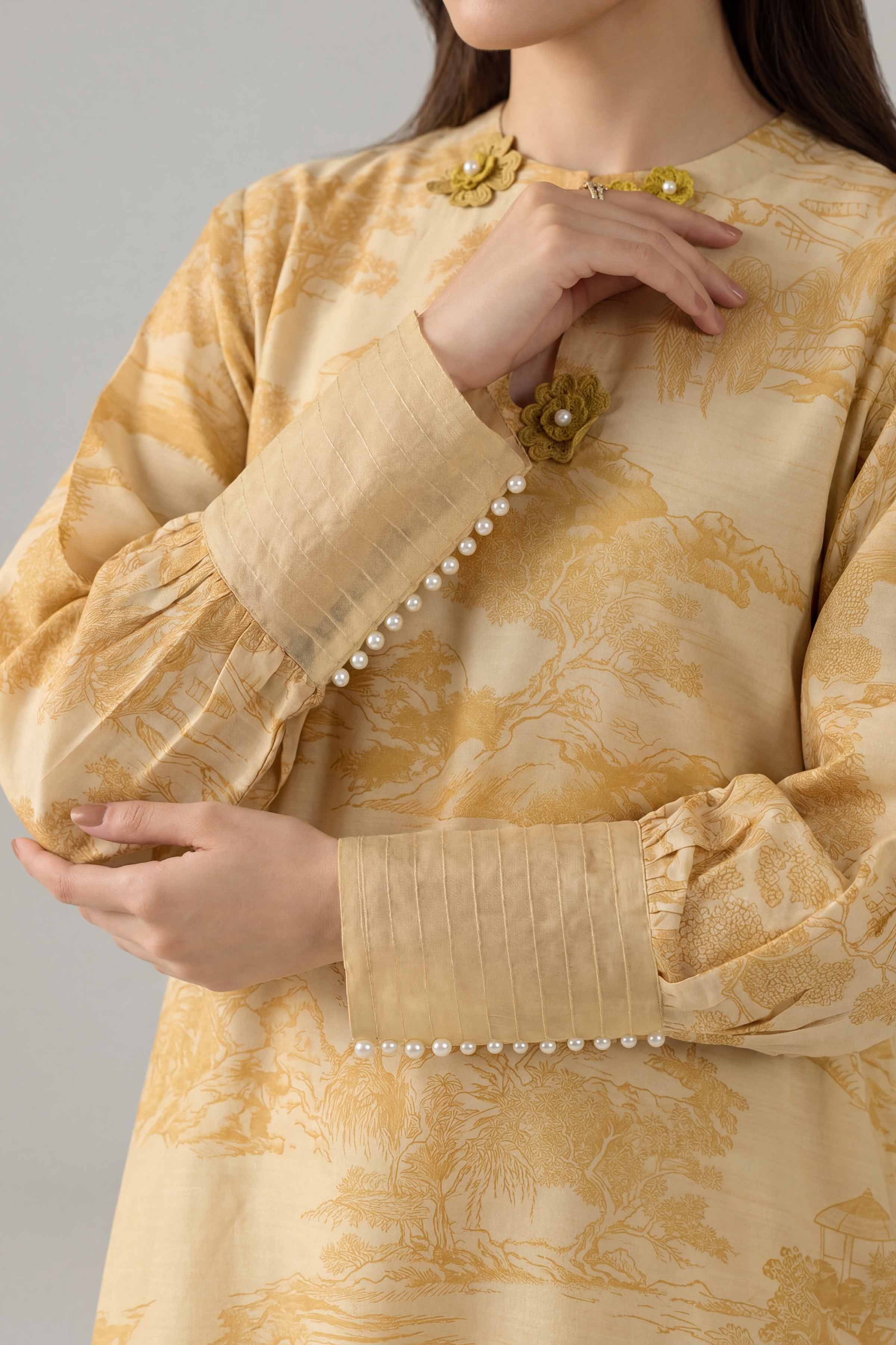 Nishat UK - Yellow Printed Silk 2 Pieces ready to wear Dress