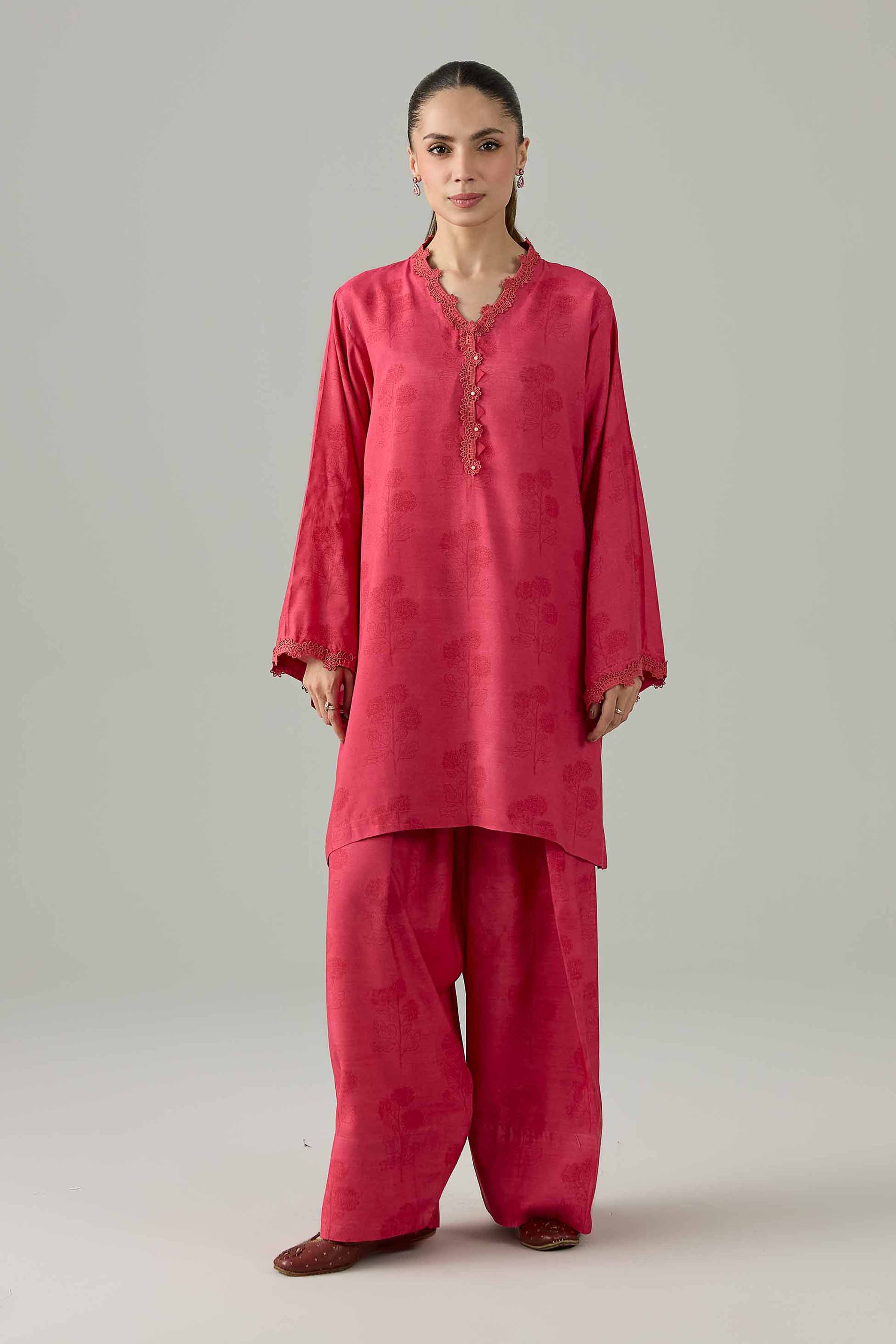Nishat UK - Pink Printed Silk 2 Piece ready to wear Dress