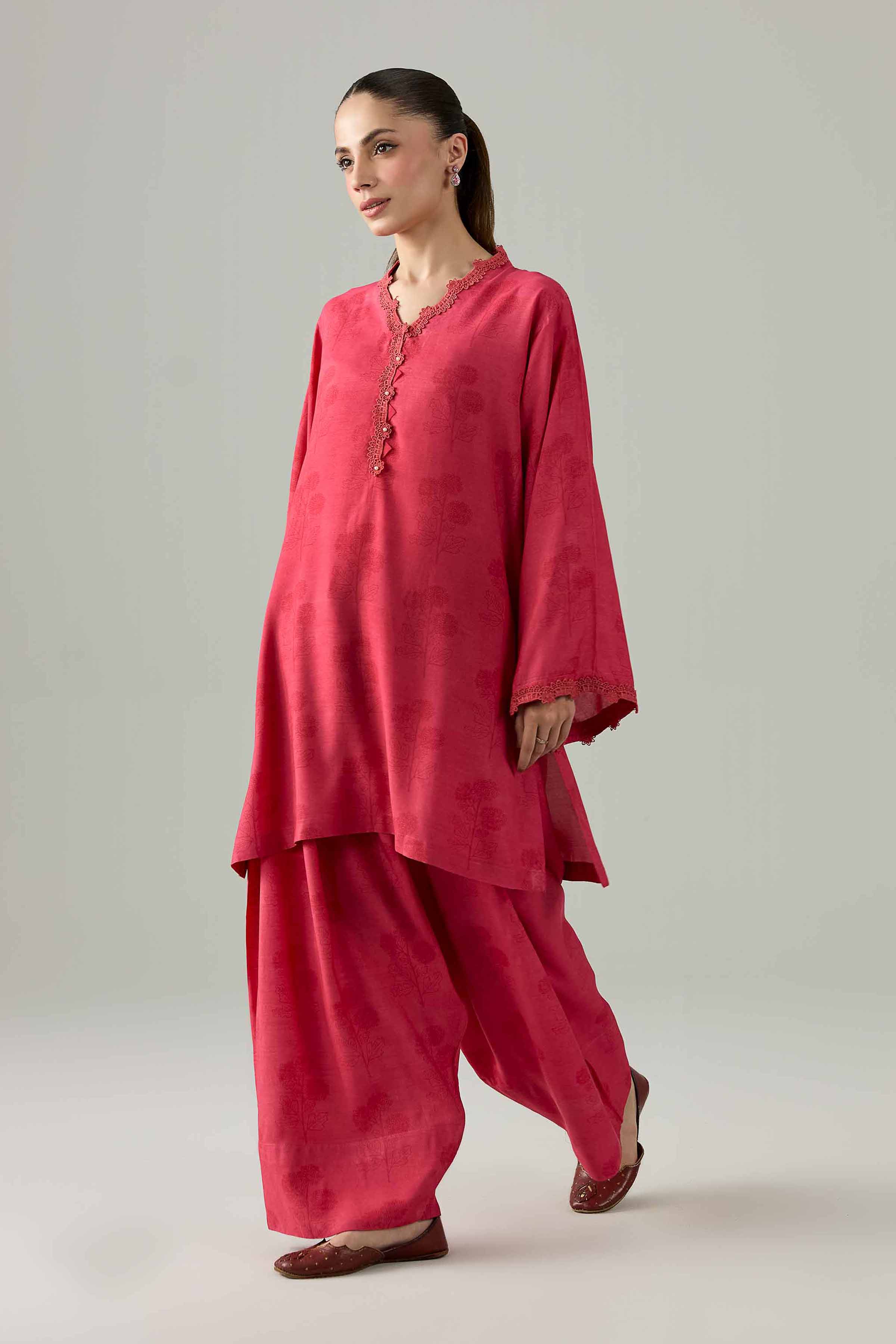 Nishat UK - Pink Printed Silk 2 Piece ready to wear Dress