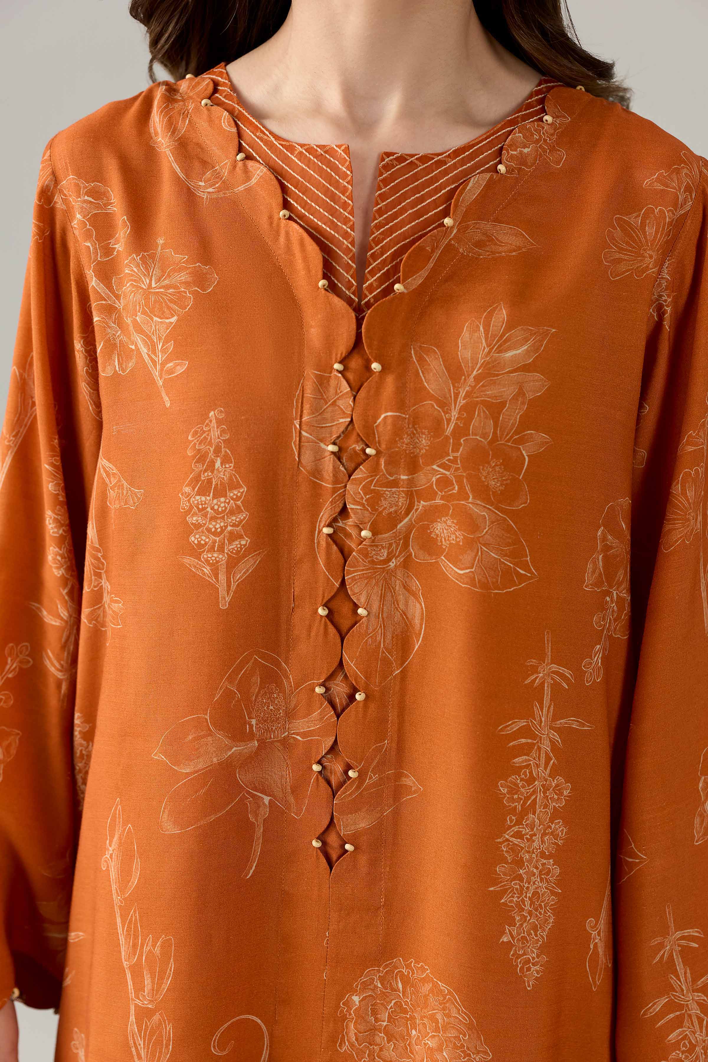 Nishat UK - Orange Solids Silk 2-piece ready to wear Dress