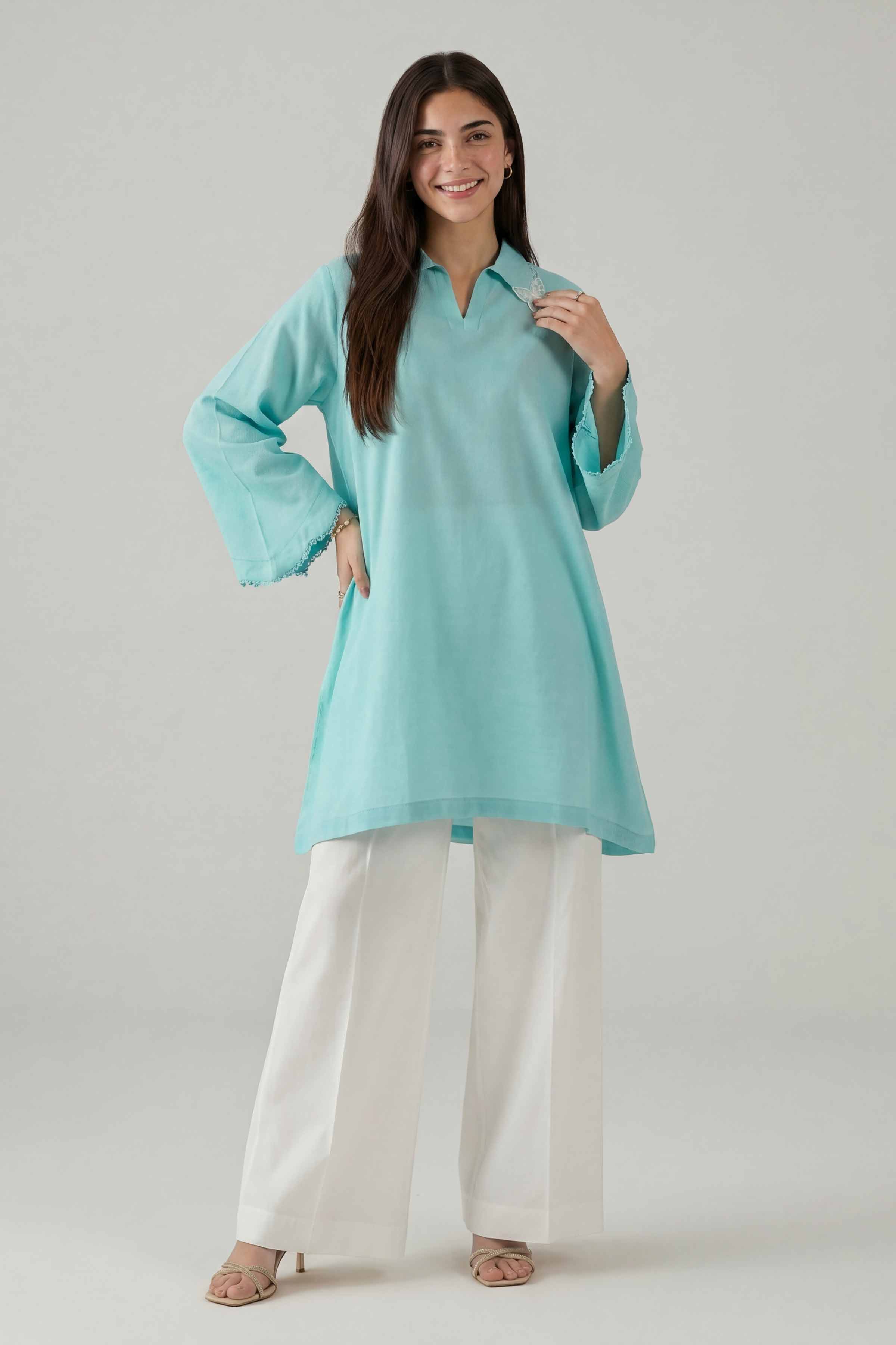 Nishat UK - Blue Embroidered Cotton 2 Pieces ready to wear Dress