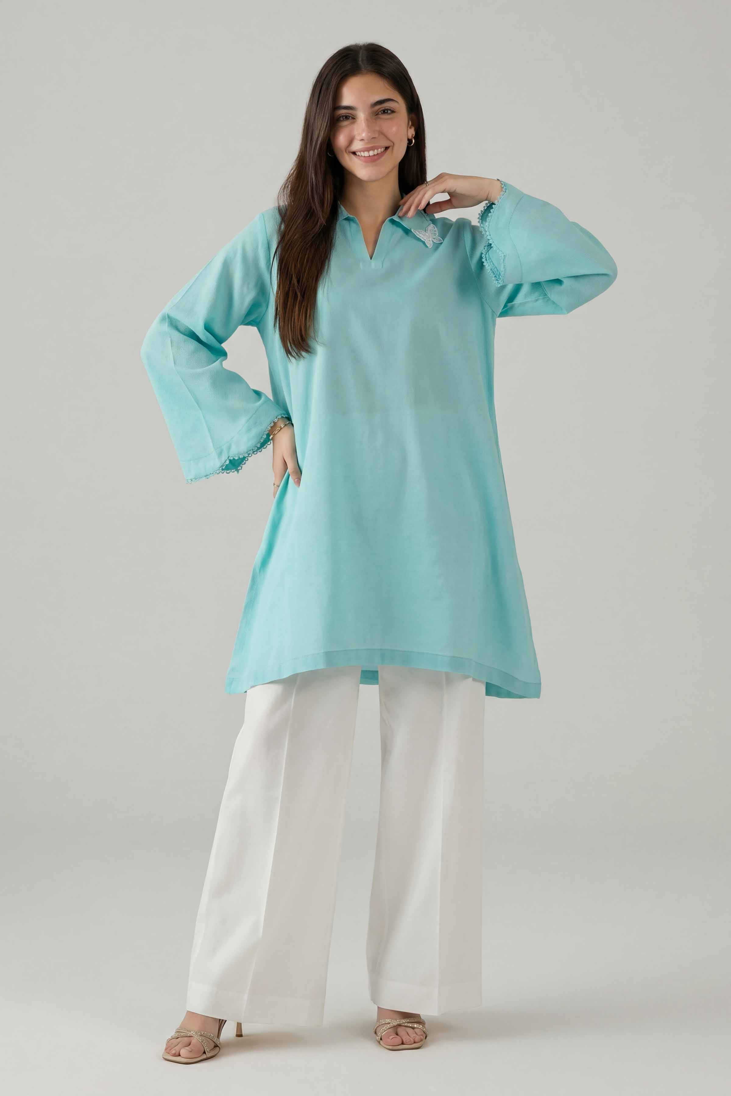Nishat UK - Blue Embroidered Cotton 2 Pieces ready to wear Dress