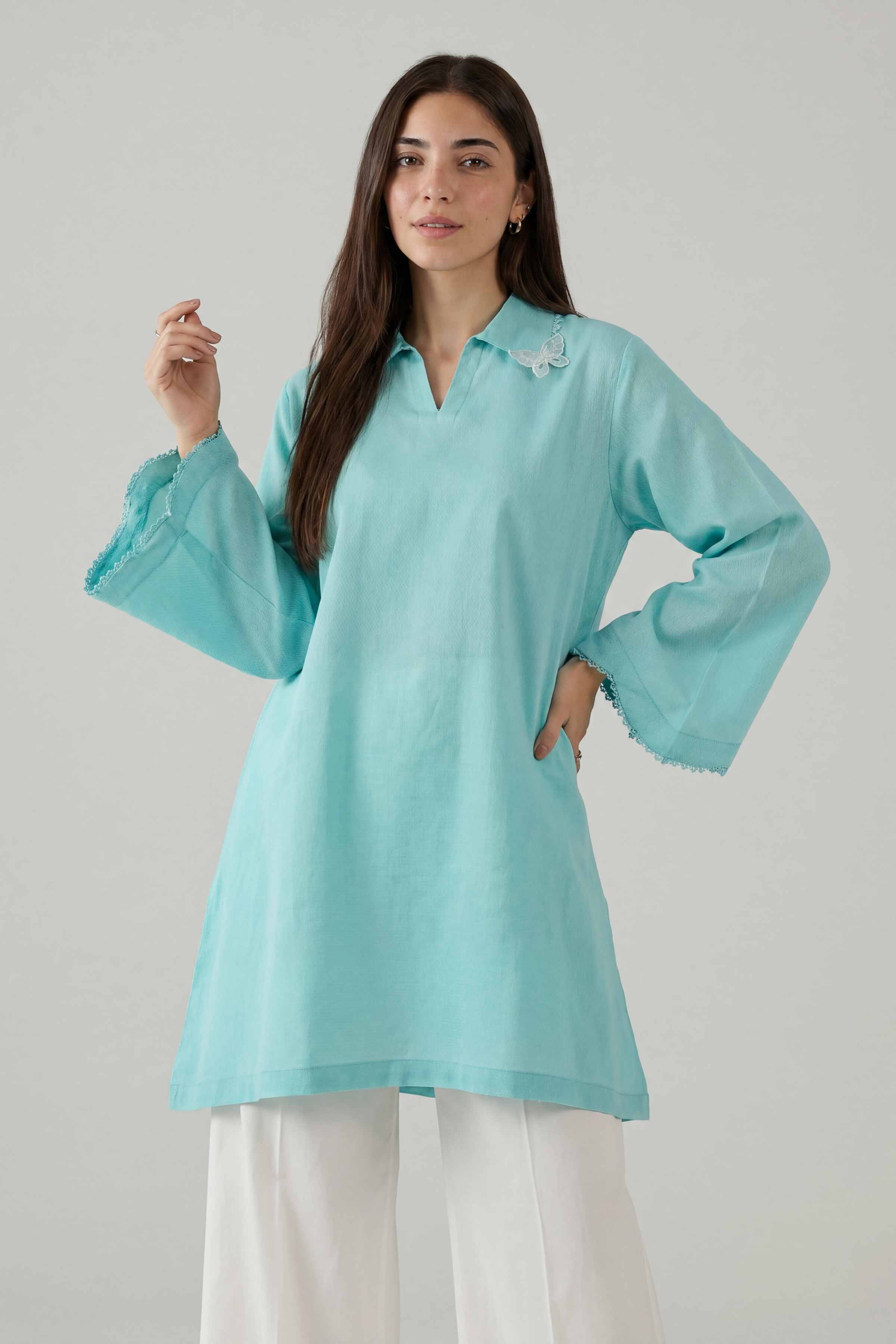 Nishat UK - Blue Embroidered Cotton 2 Pieces ready to wear Dress