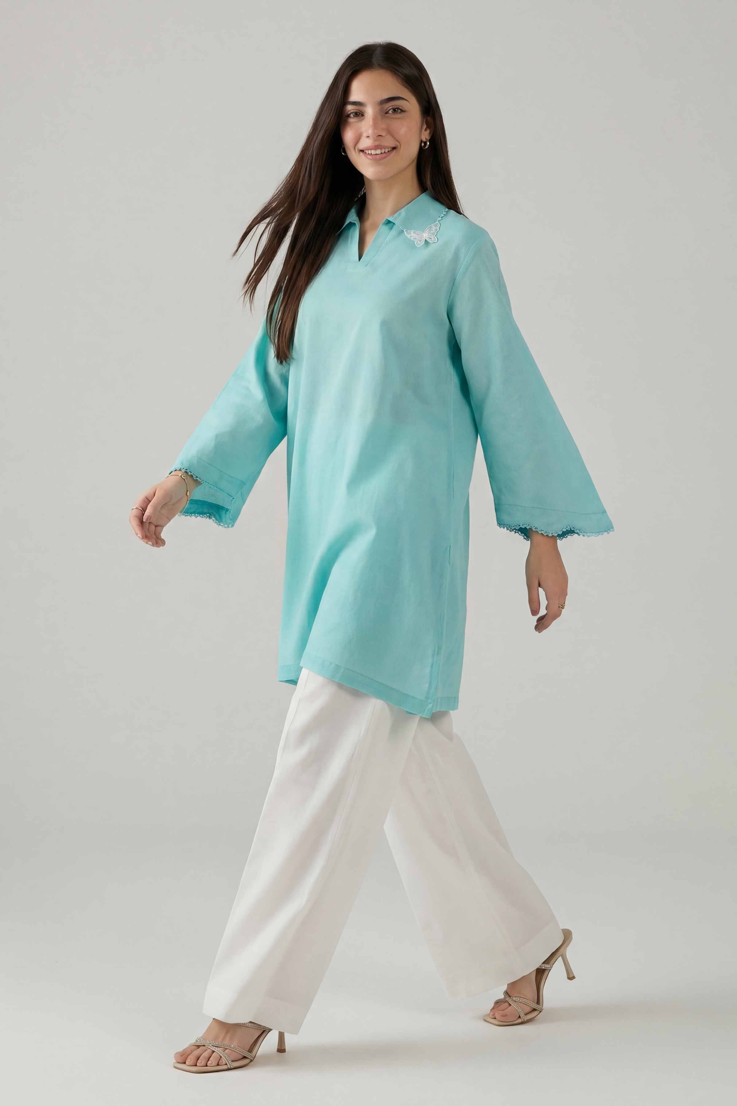Nishat UK - Blue Embroidered Cotton 2 Pieces ready to wear Dress