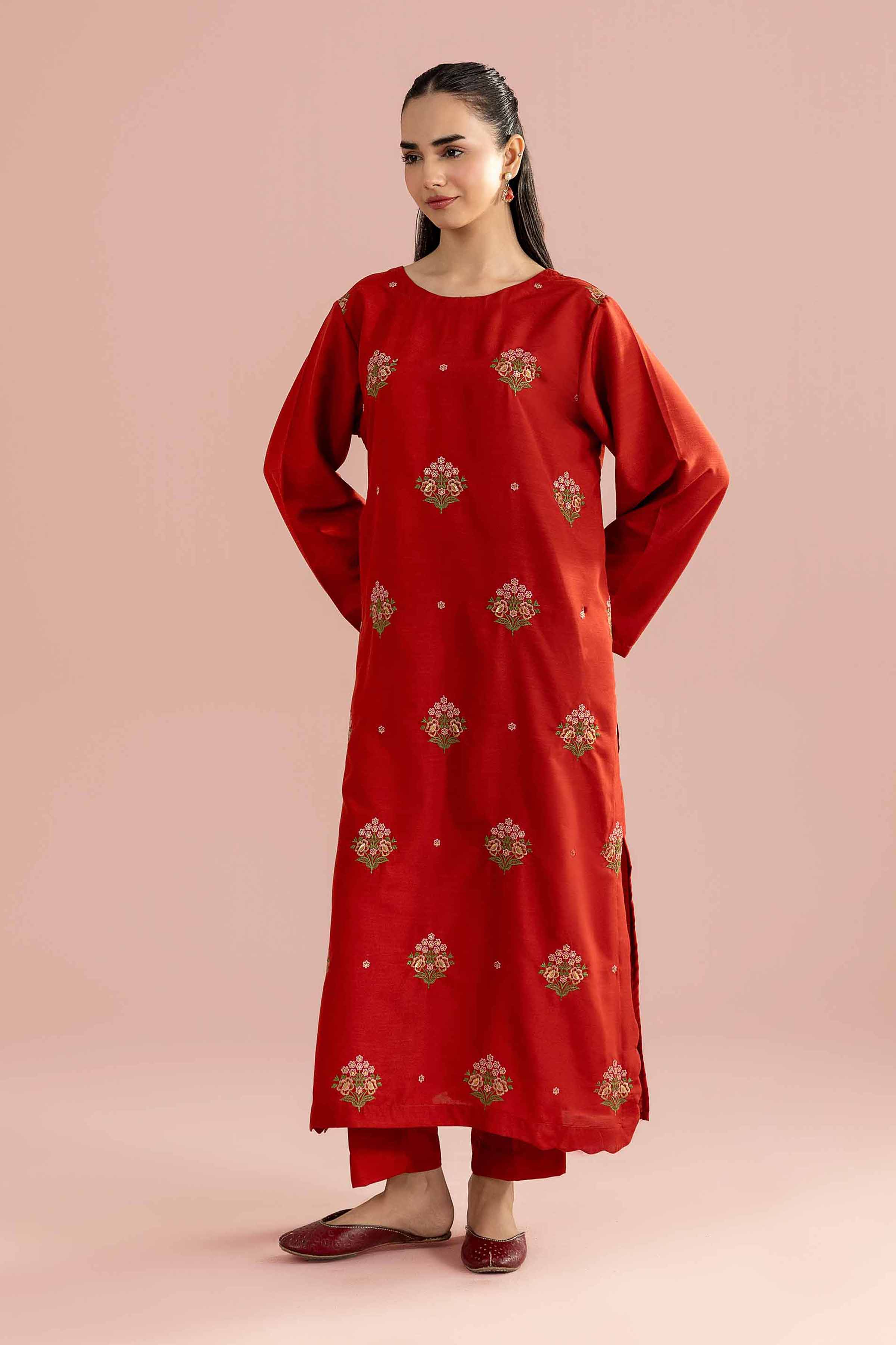 NishatUK - Orange Embroidered Lawn 2-piece ready to wear Dress