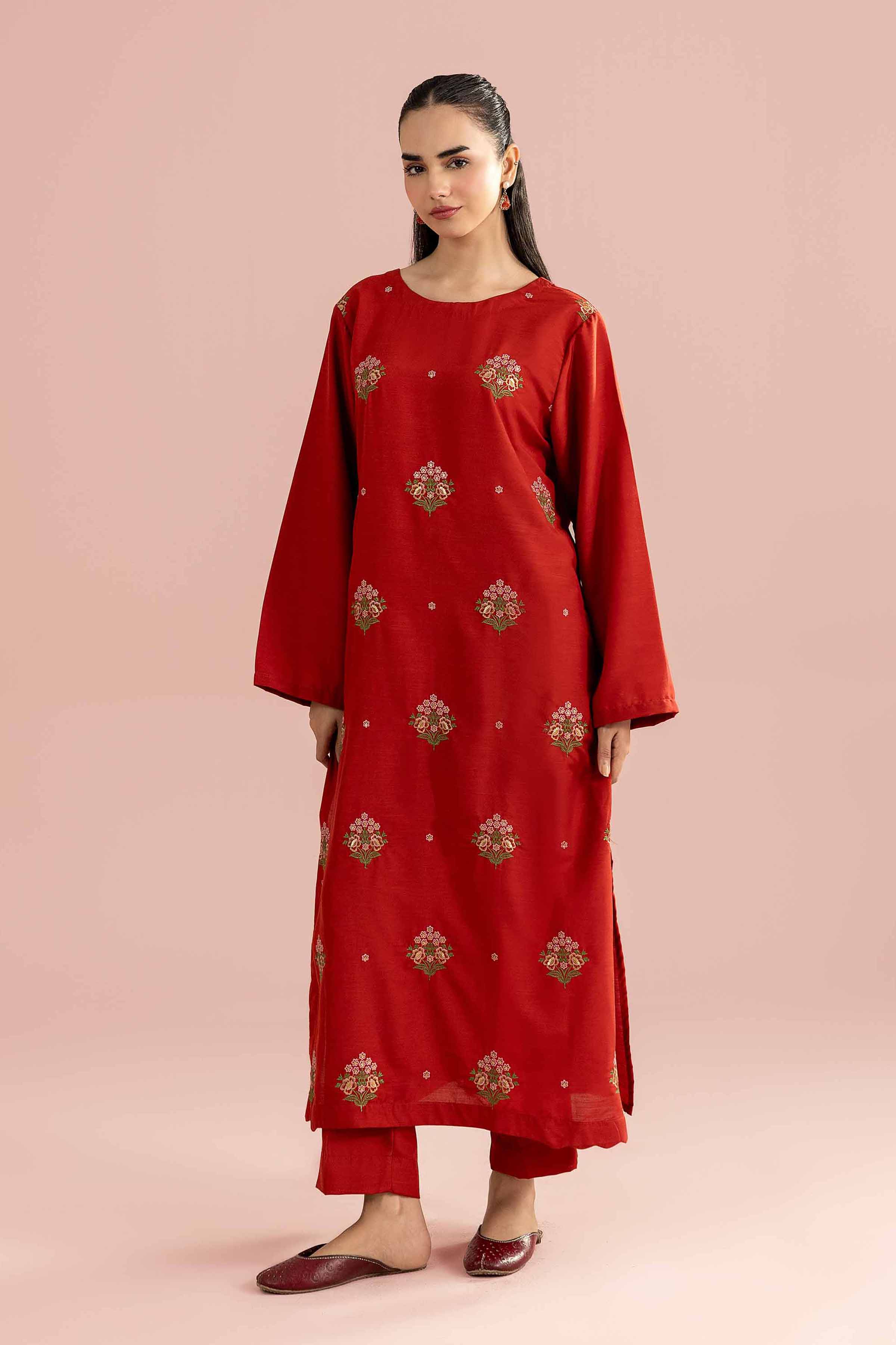 NishatUK - Orange Embroidered Lawn 2-piece ready to wear Dress