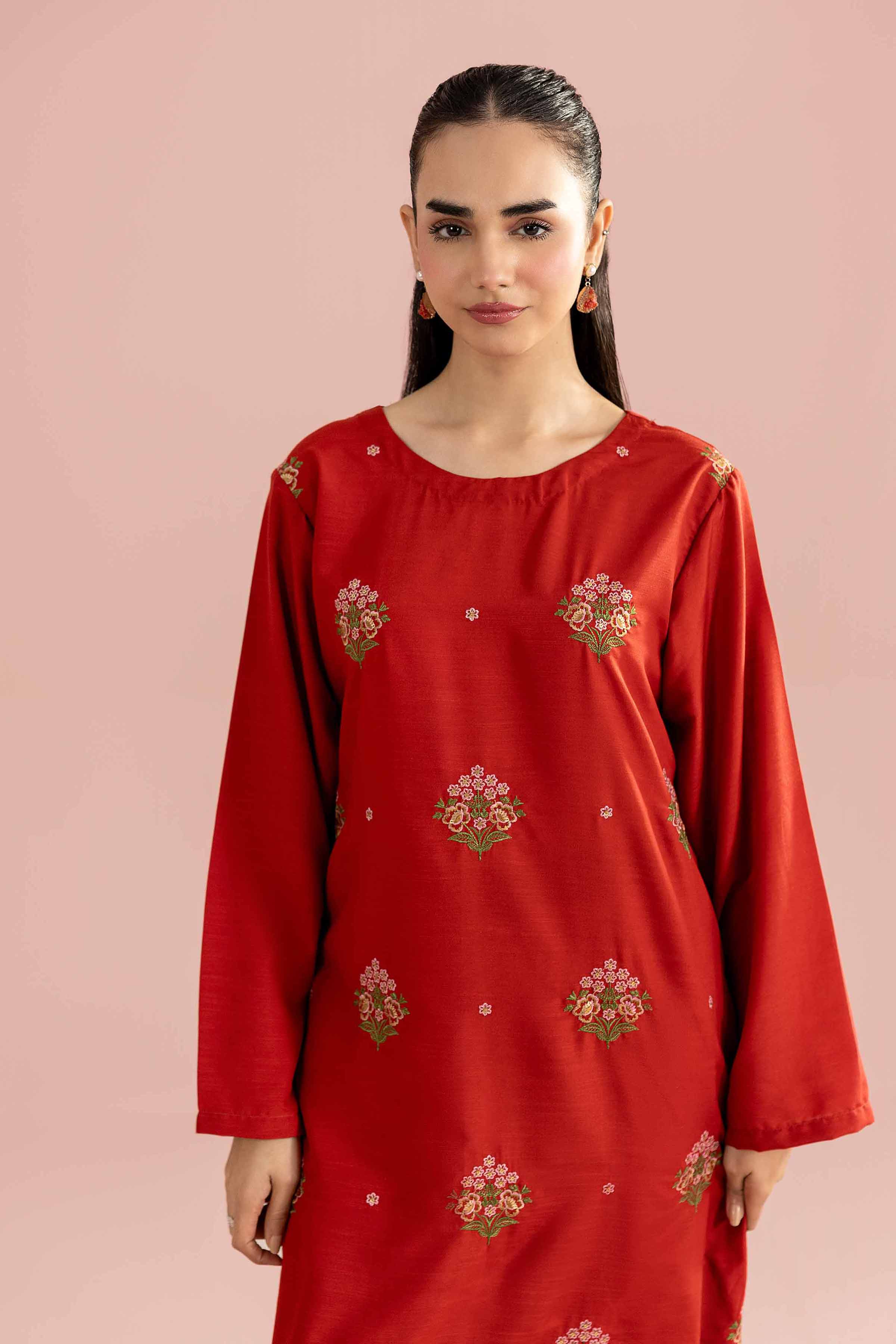 NishatUK - Orange Embroidered Lawn 2-piece ready to wear Dress