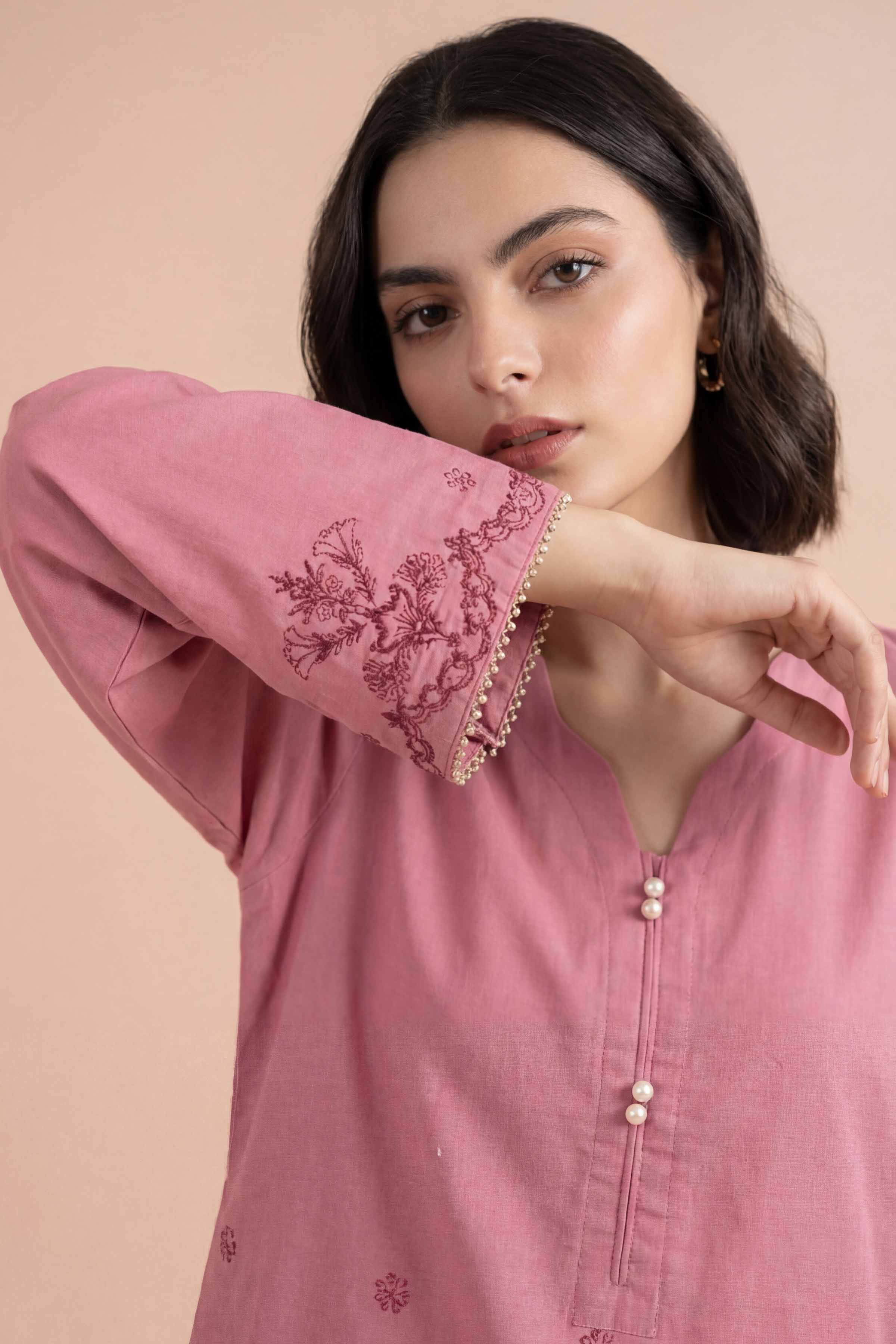 Nishat UK - Pink Embroidered Lawn 2 Pieces Ready To Wear Dress