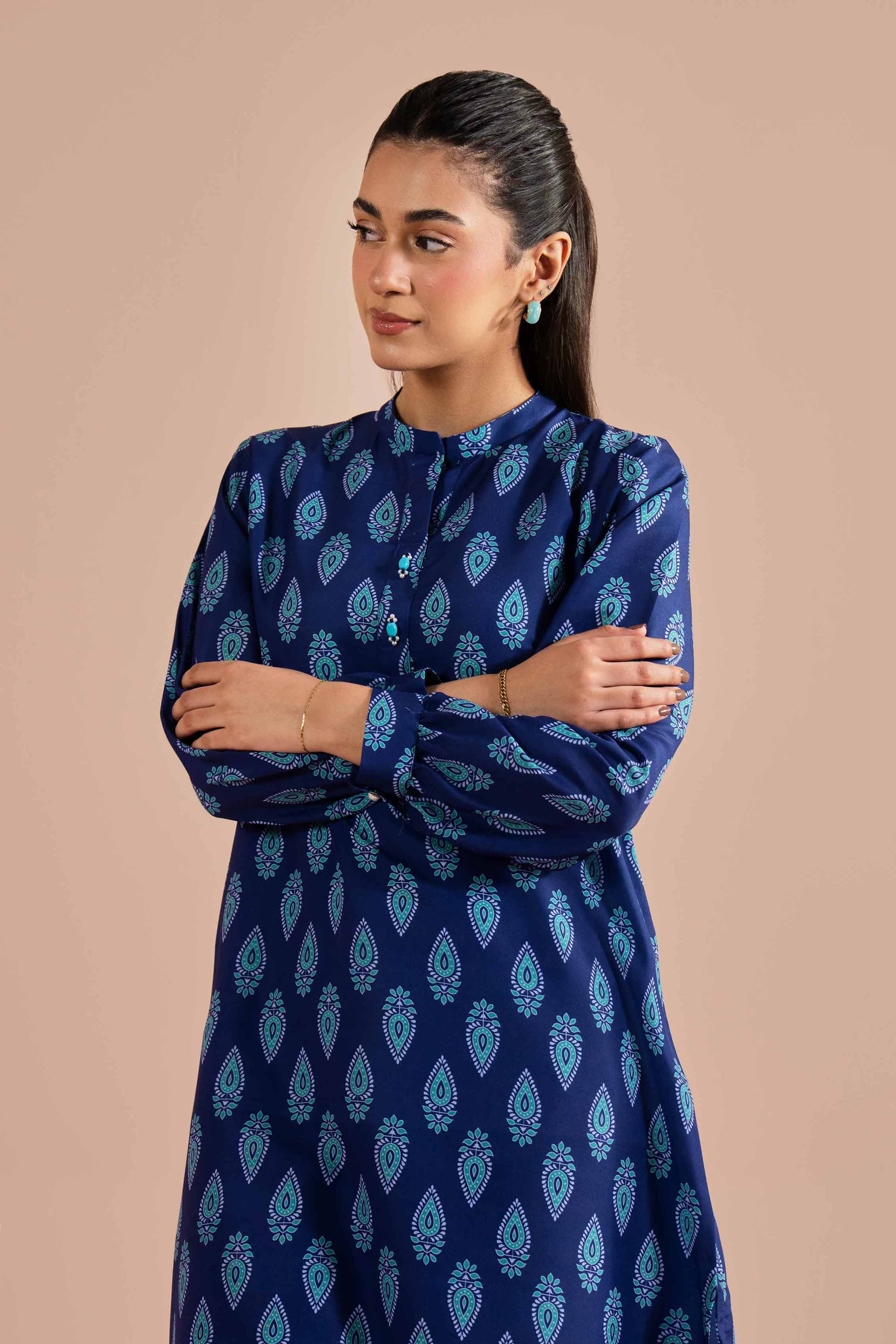 NishatUK - Blue Printed Lawn 2-piece ready to wear Dress