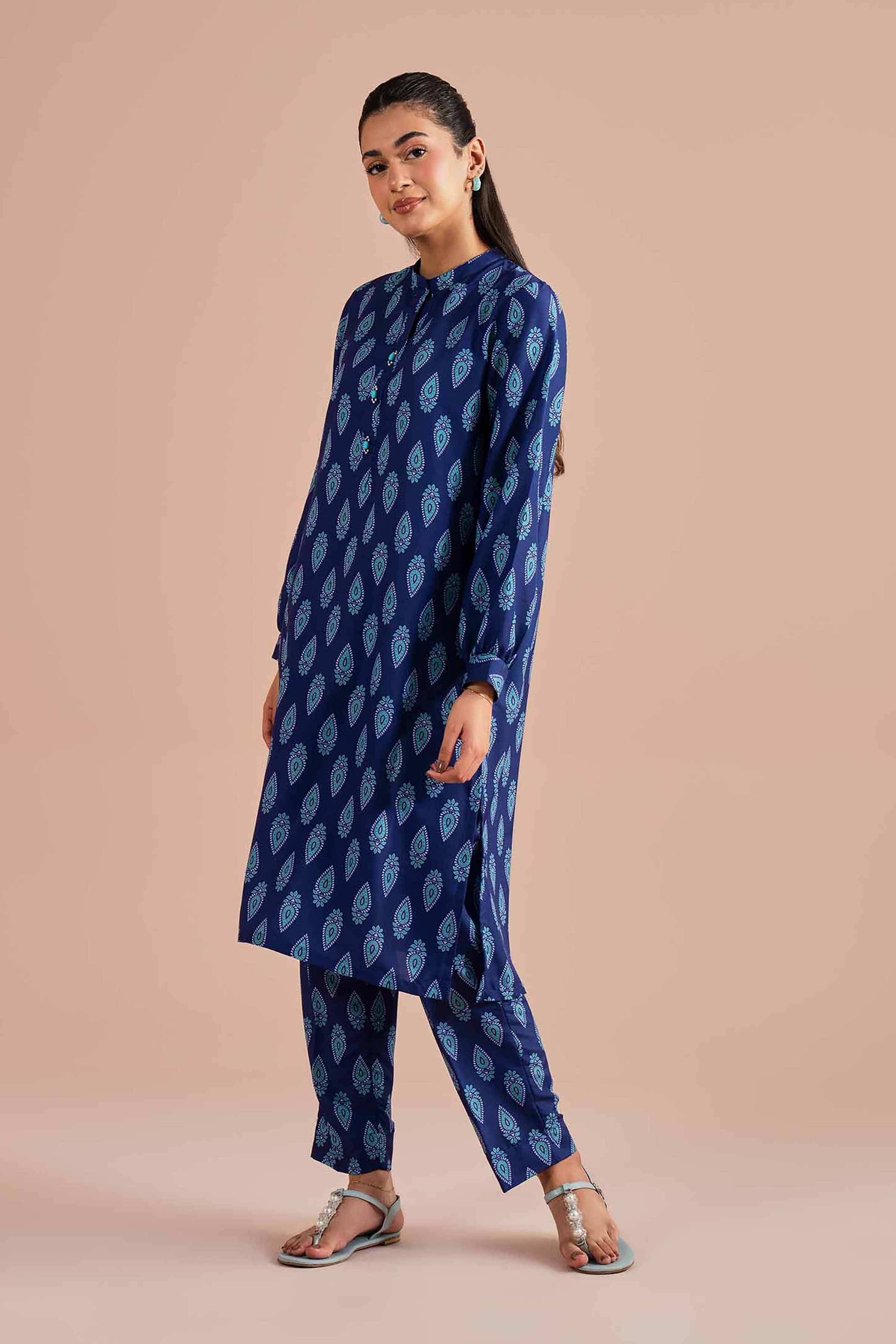 NishatUK - Blue Printed Lawn 2-piece ready to wear Dress