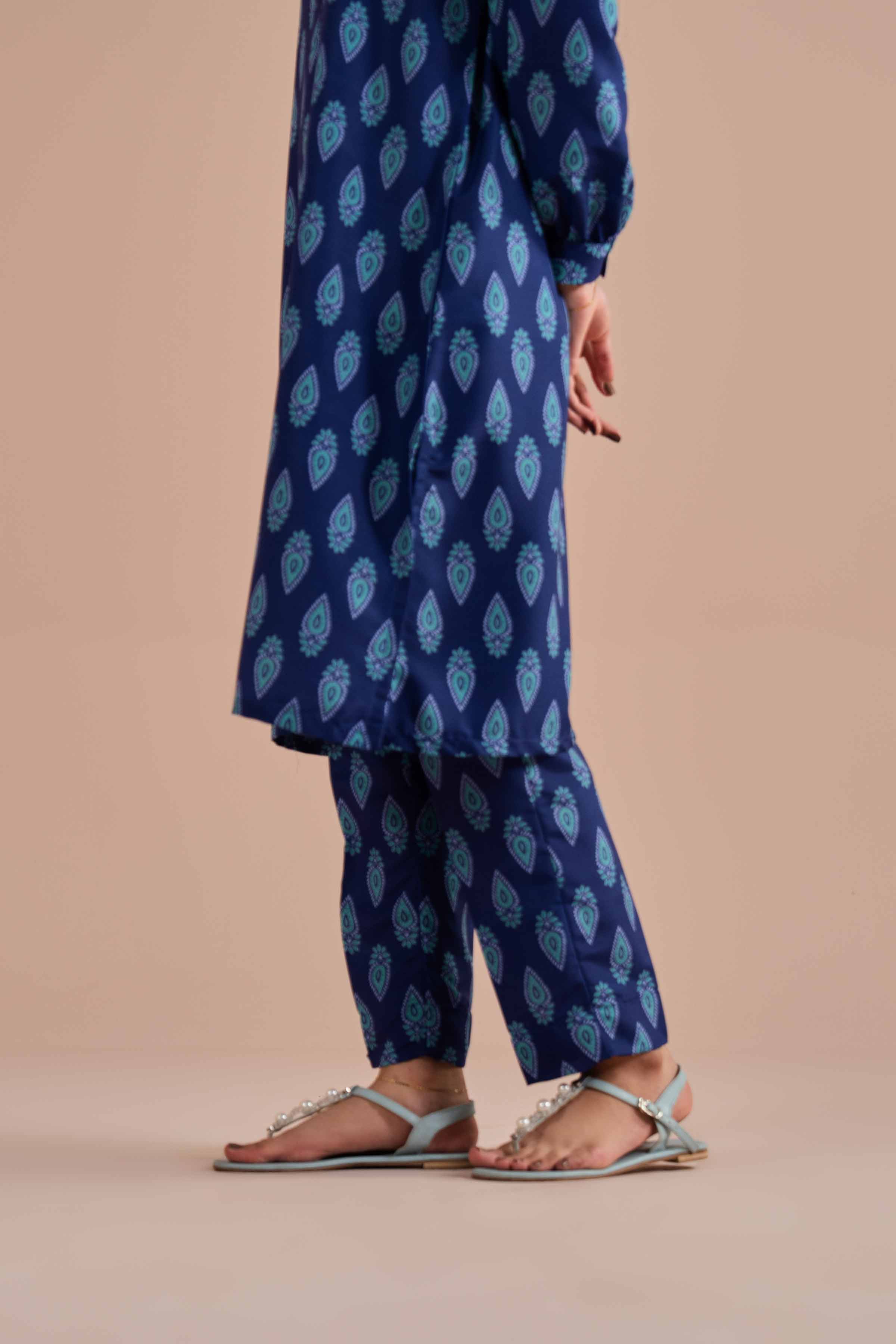 NishatUK - Blue Printed Lawn 2-piece ready to wear Dress