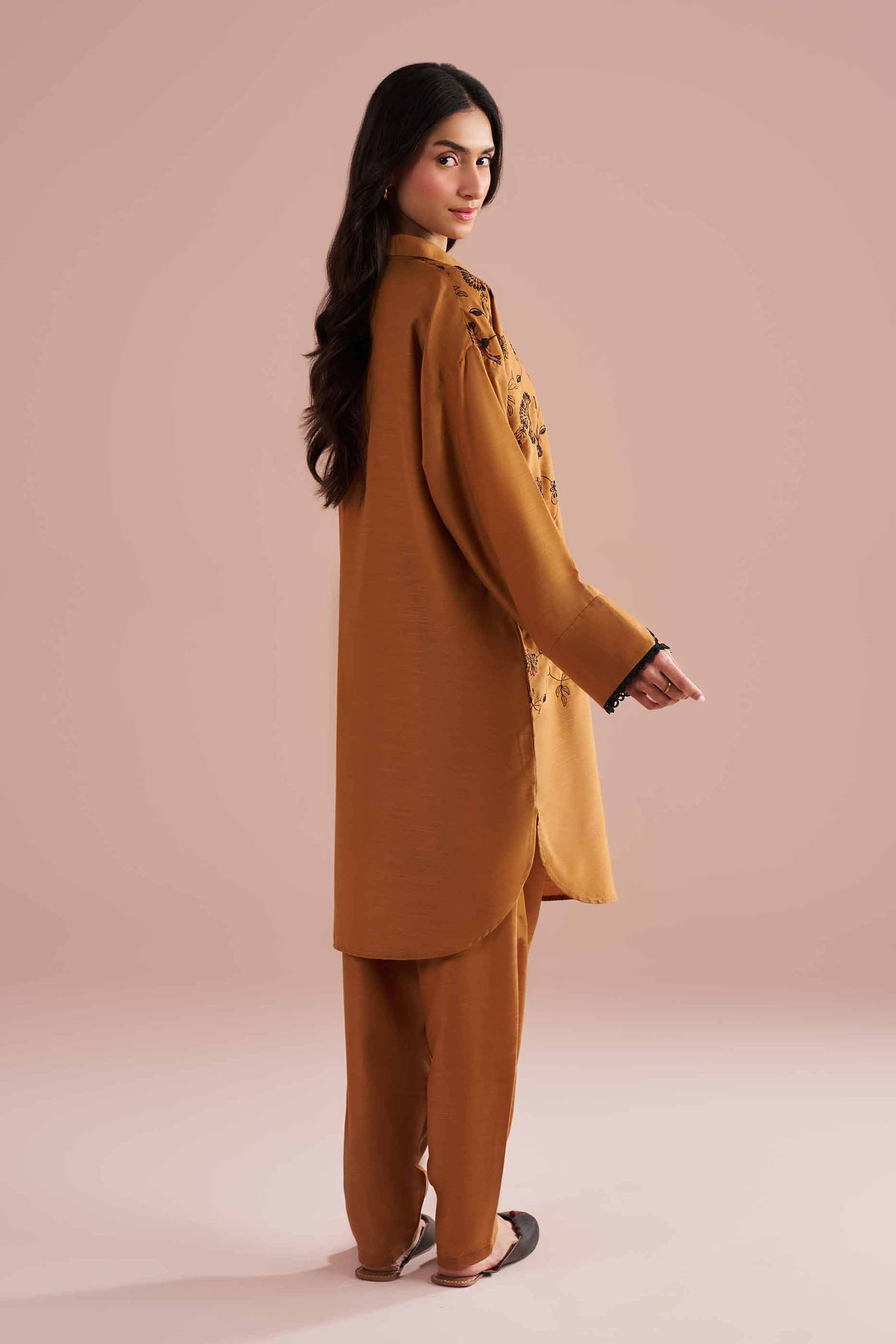 NishatUK - Brown Embroidered Lawn ready to wear Dress