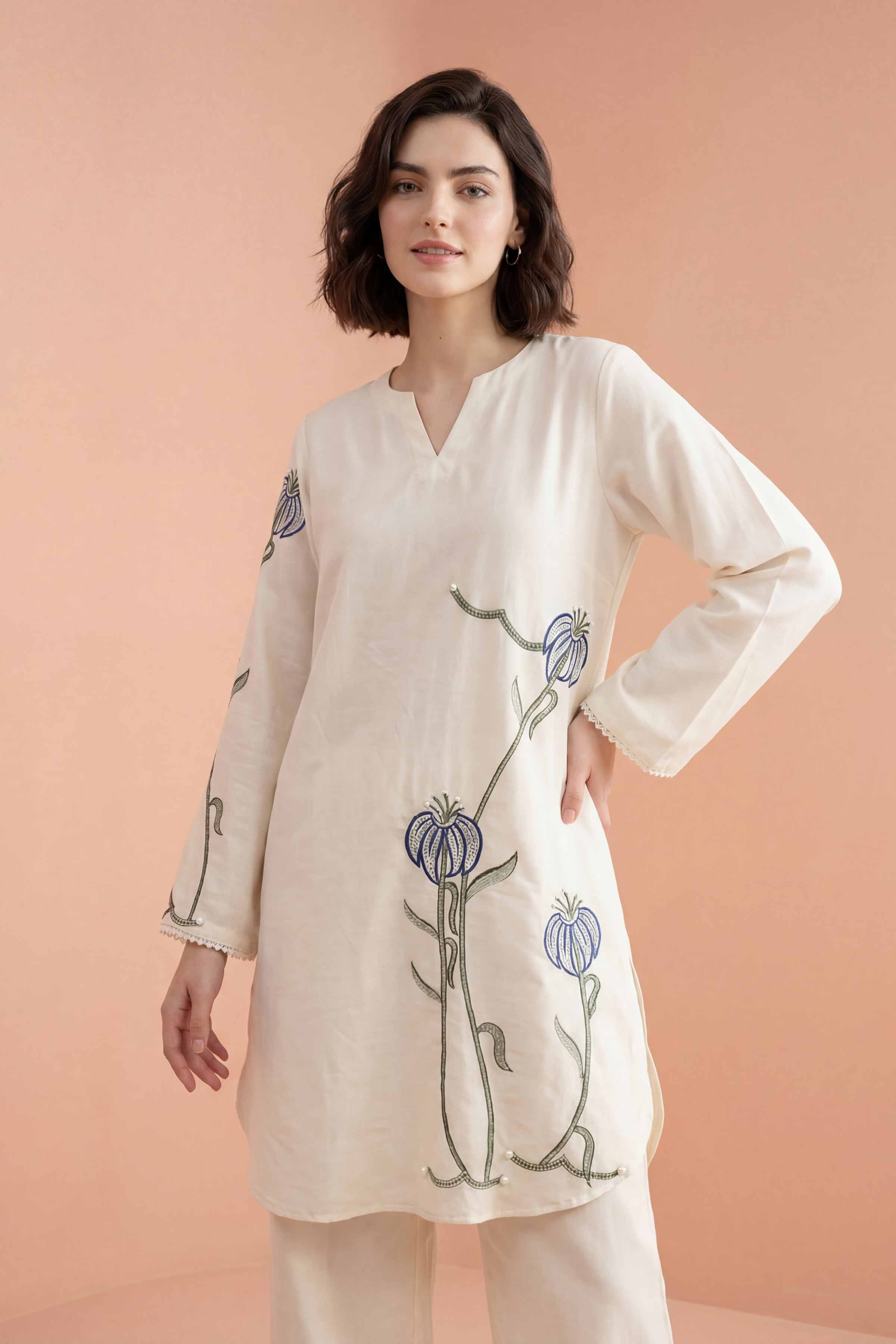Nishat UK - White Embroidered Lawn 2 Pieces ready to wear luxury Dress