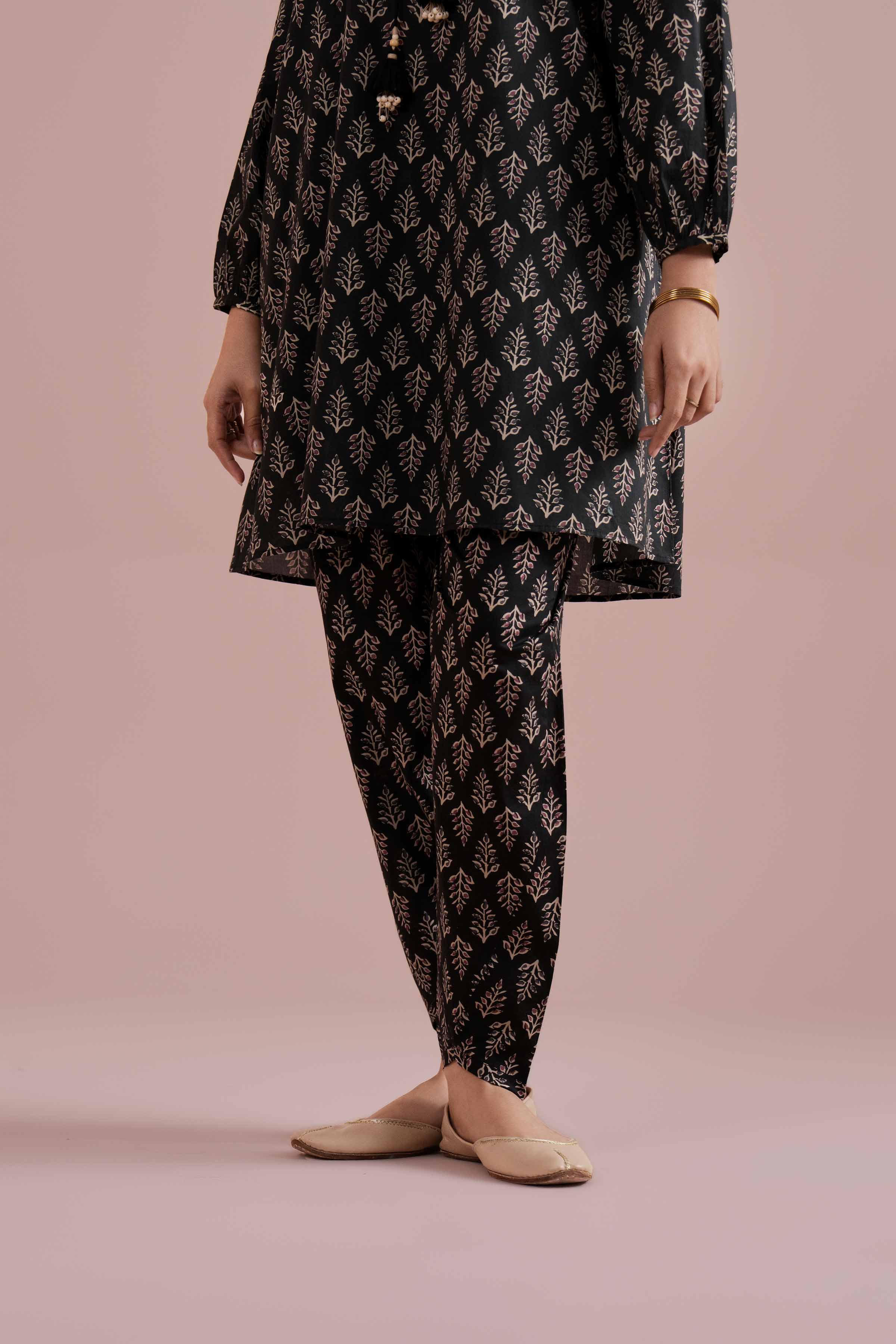 NishatUK - Black Printed Cambric 2-piece ready to wear Dress
