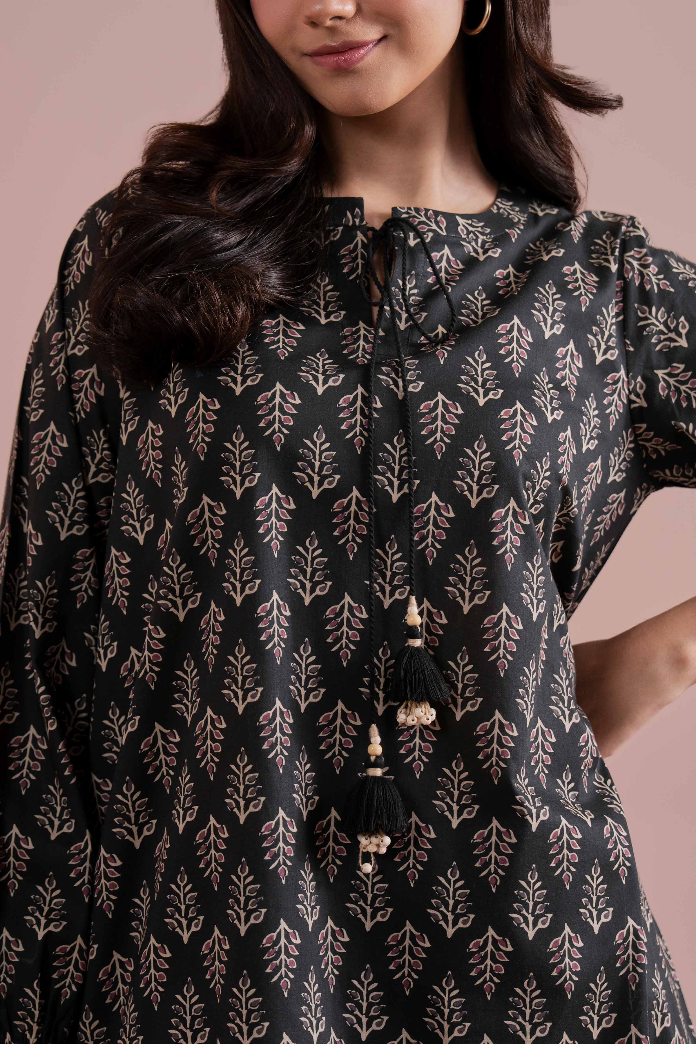 NishatUK - Black Printed Cambric 2-piece ready to wear Dress