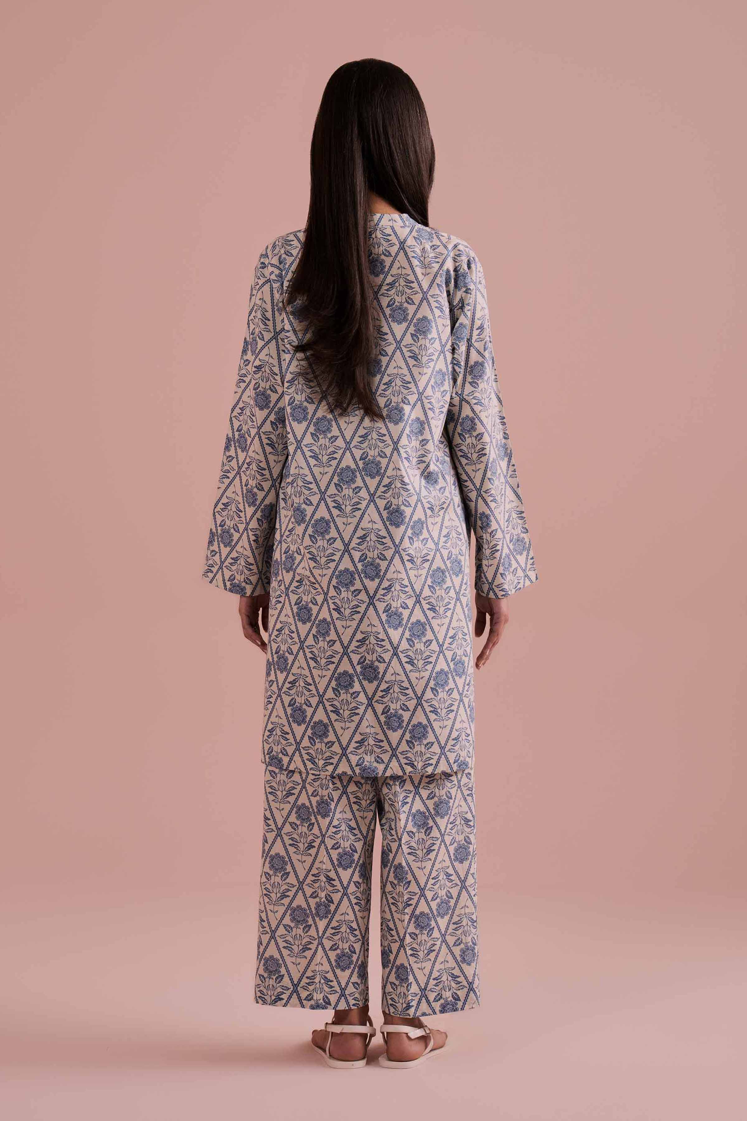 NishatUK - White Printed Cambric 2-piece ready to wear Dress