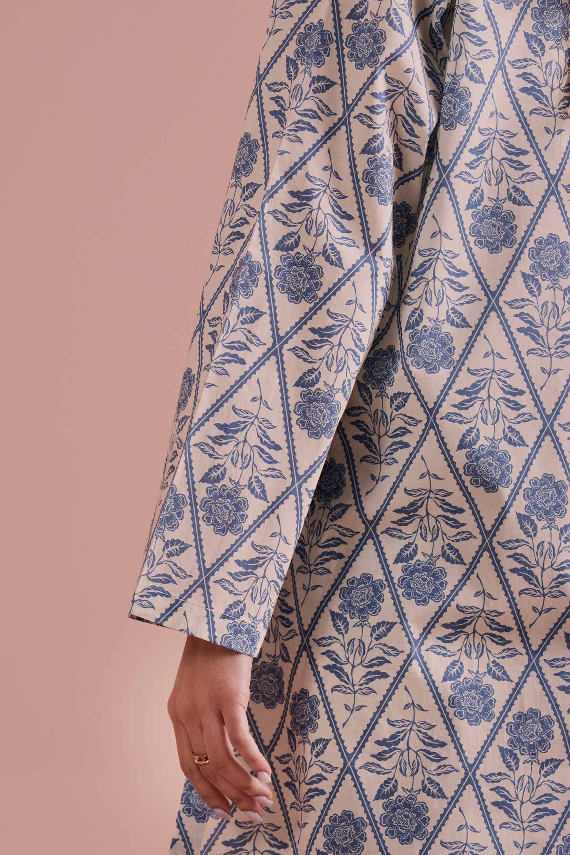 NishatUK - White Printed Cambric 2-piece ready to wear Dress